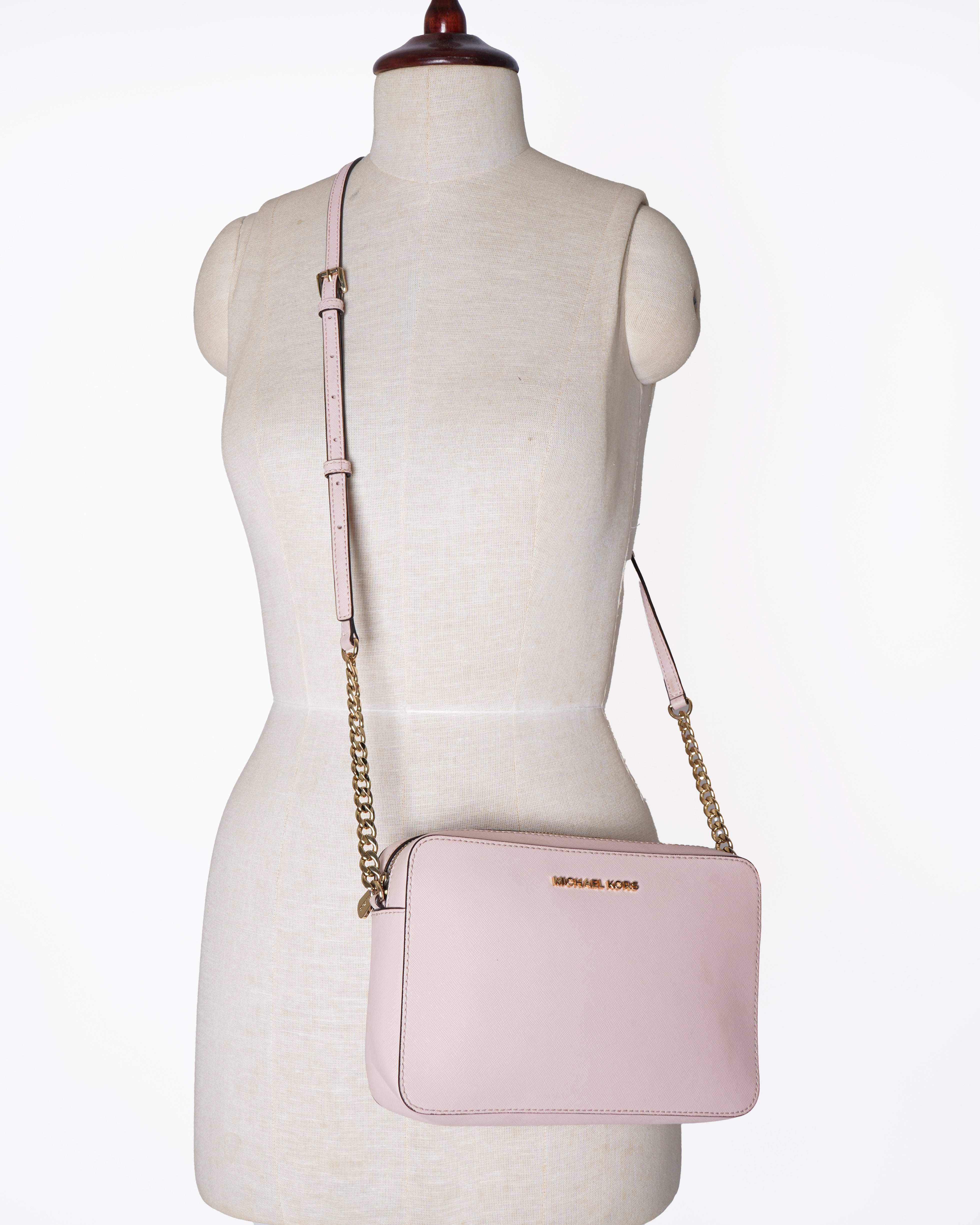 Michael kors jet set saffiano blush pink leather crossbody