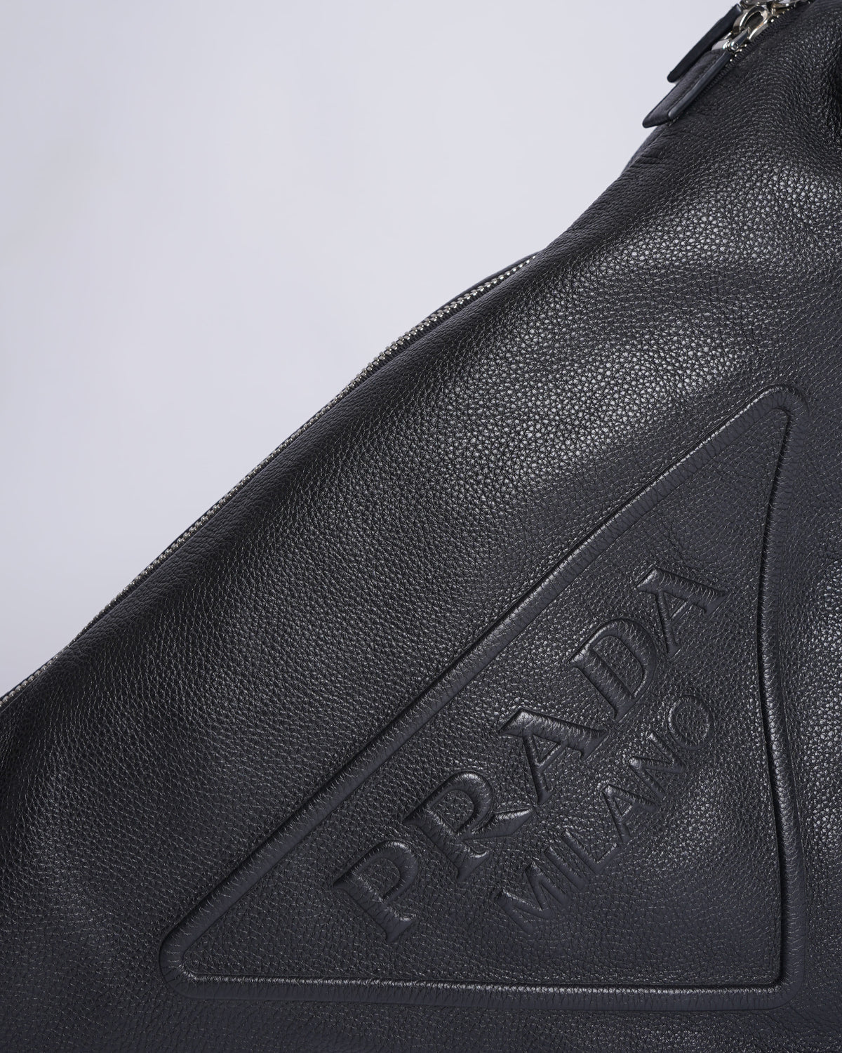 Prada Black Vitello Daino Triangle Crossbody Bag
