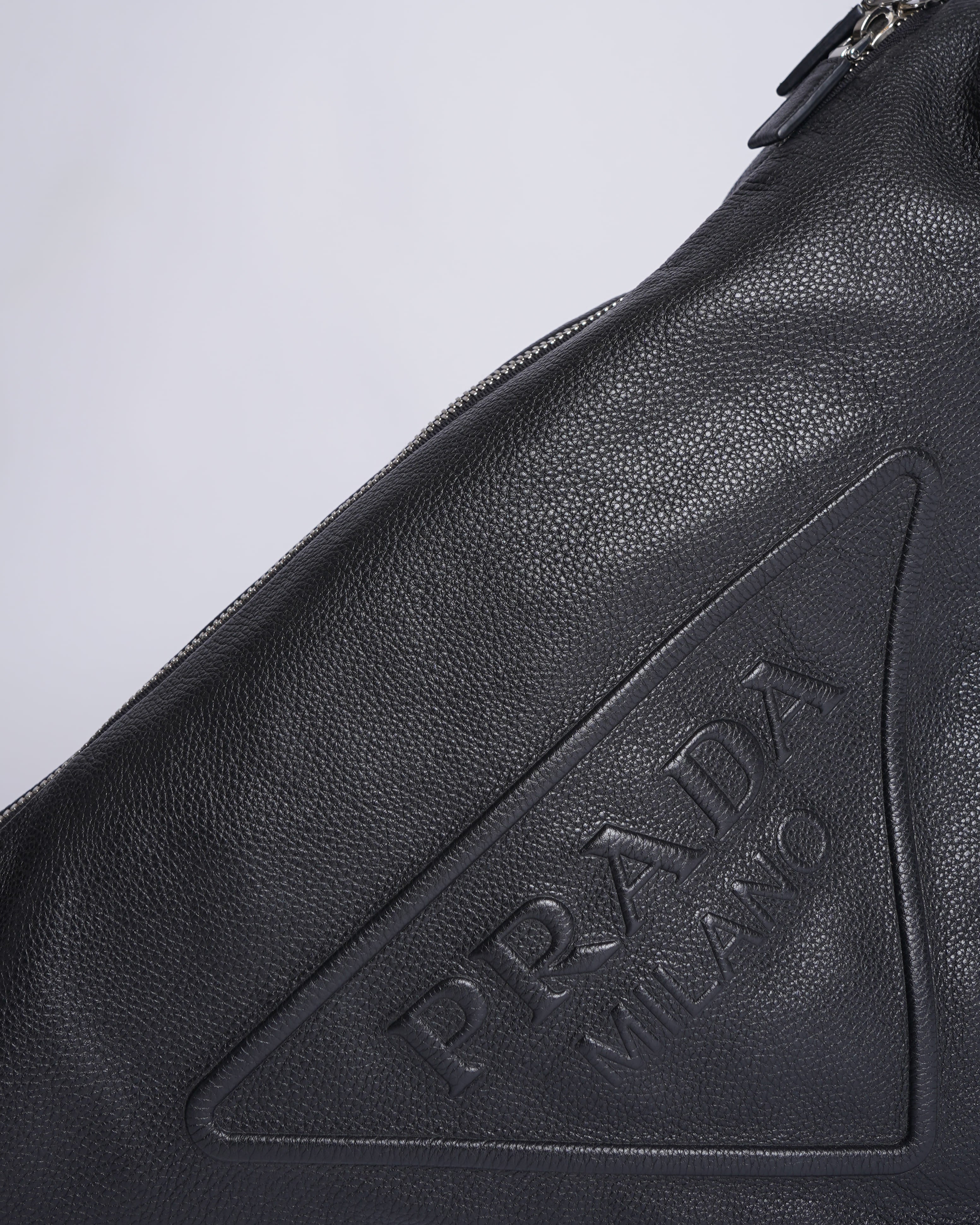 Prada Black Vitello Daino Triangle Crossbody Bag