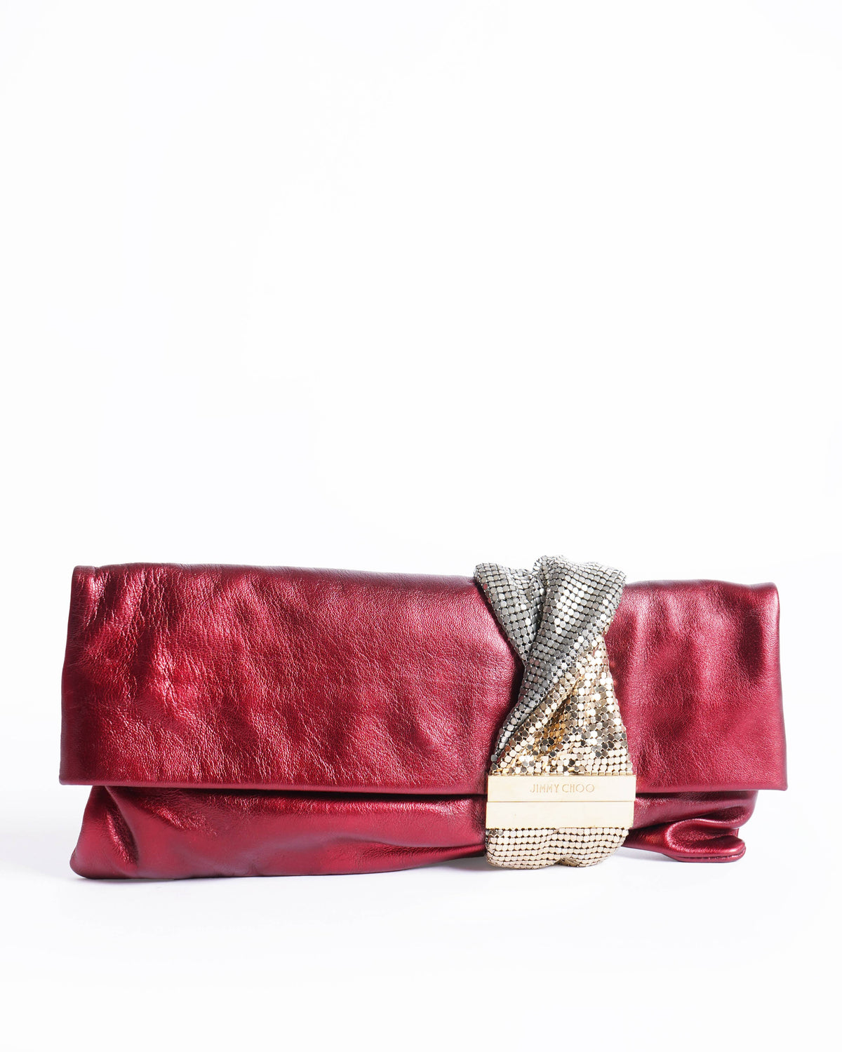 Jimmy choo chandra crystal embellished clutch in red