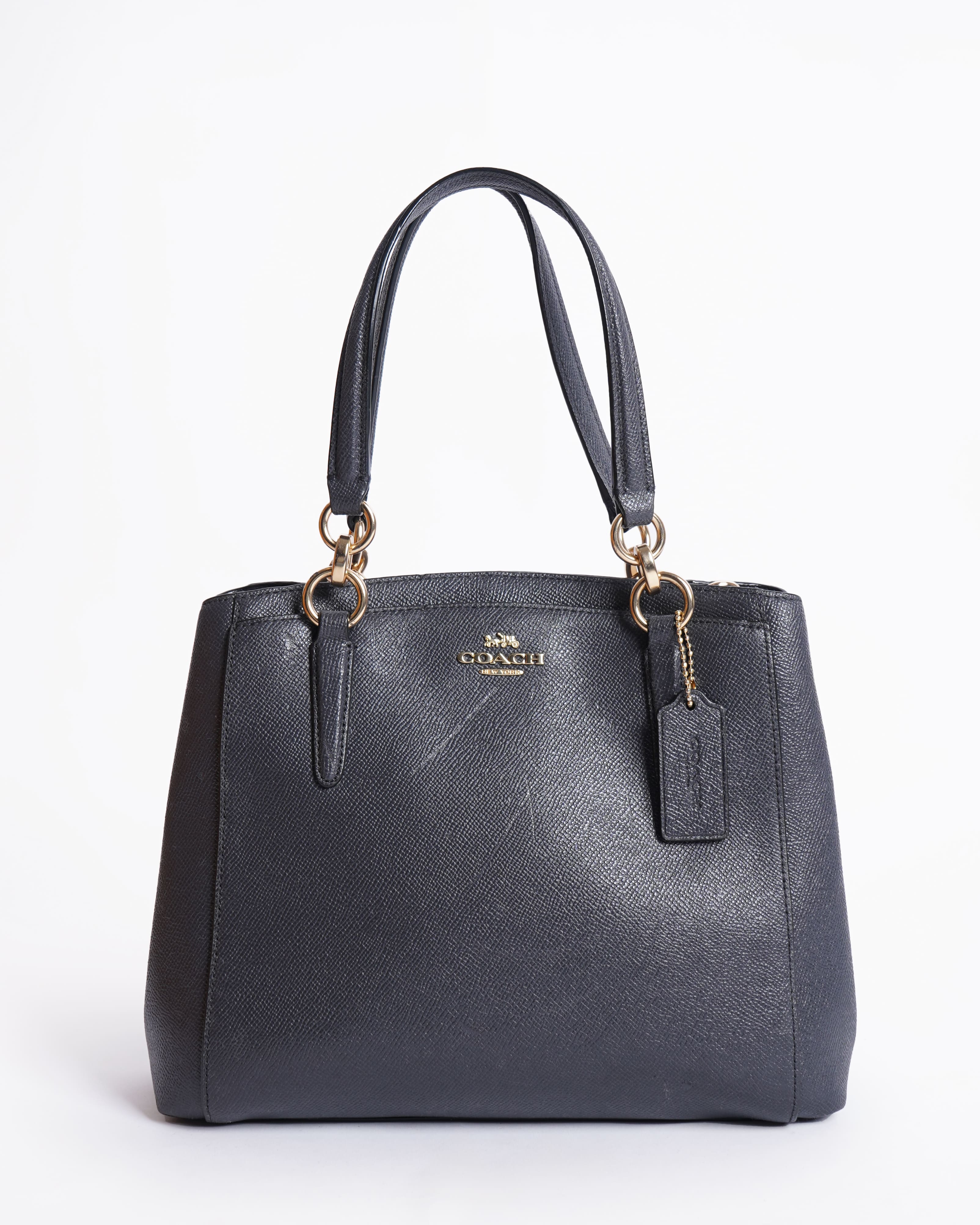 Coach black leather christie carryall satchel