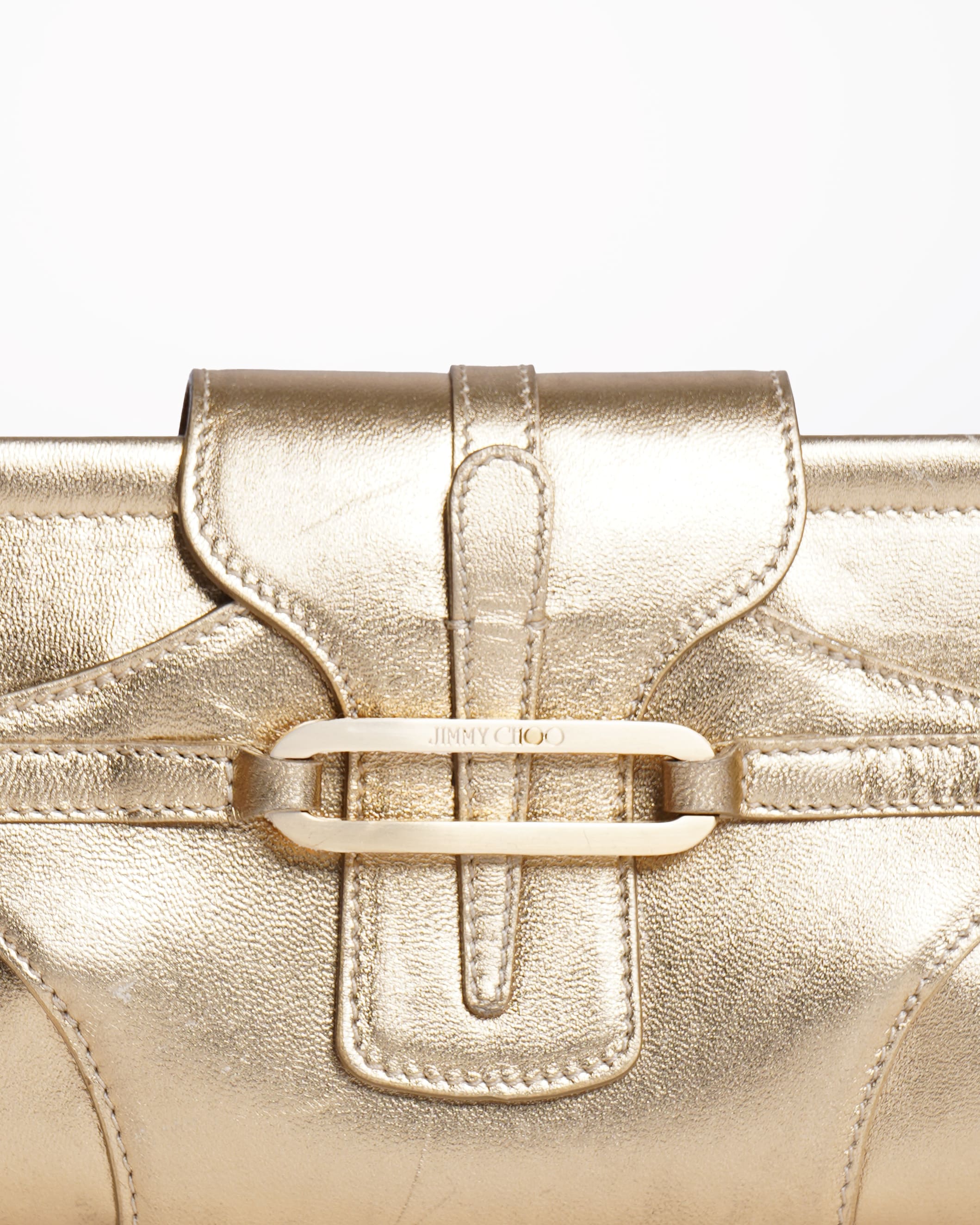 Jimmy Choo Leather Gold Tone Wristlet
