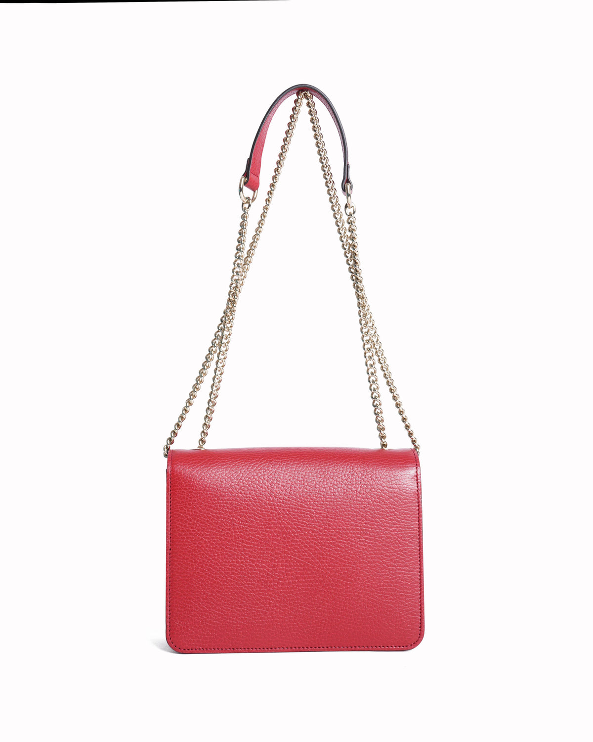 New Gucci Red Interlocking Chain Leather Shoulder Bag