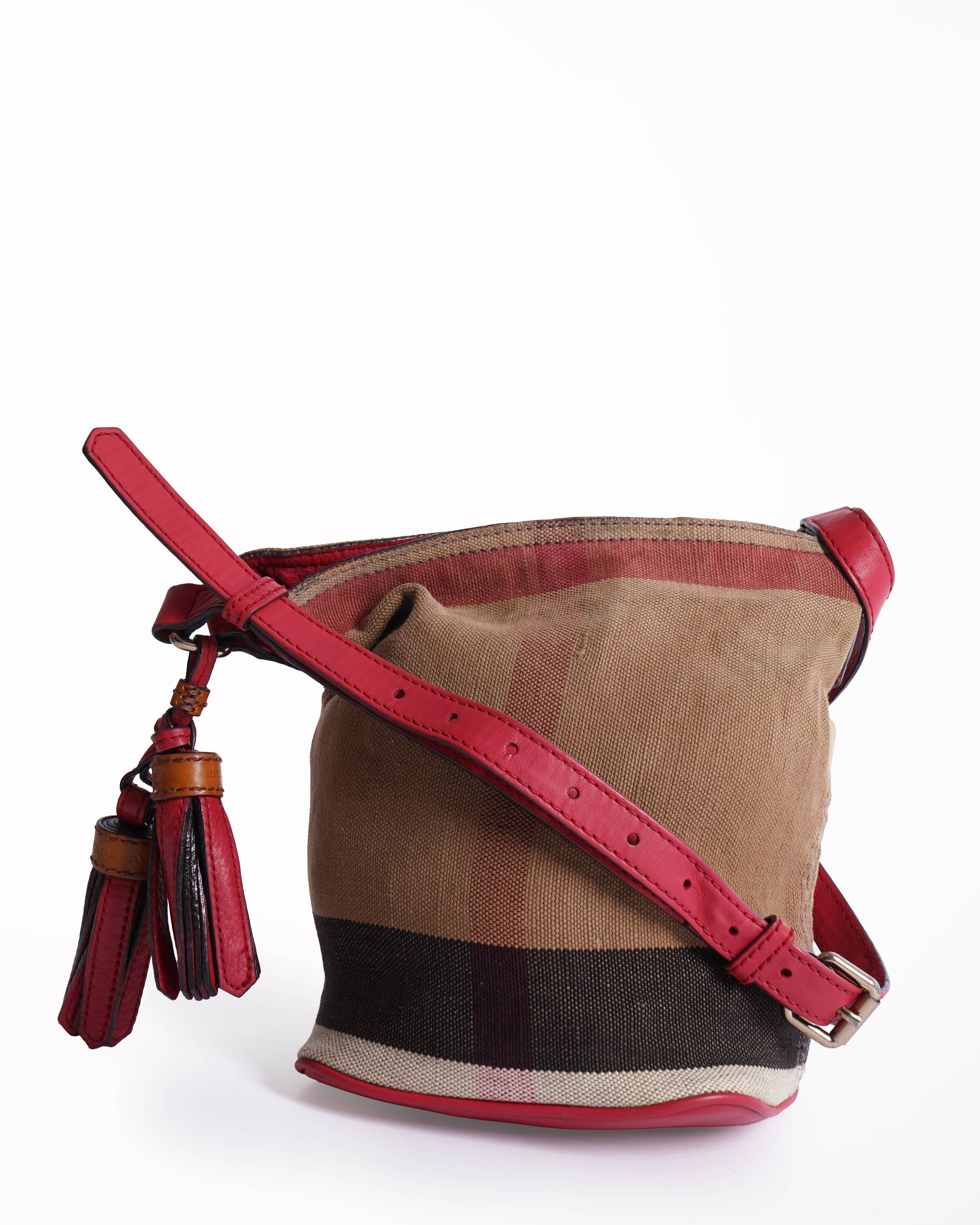 Burberry Multicolour Exploded Check Canvas and Leather Mini Ashby Tassel Crossbody Bag