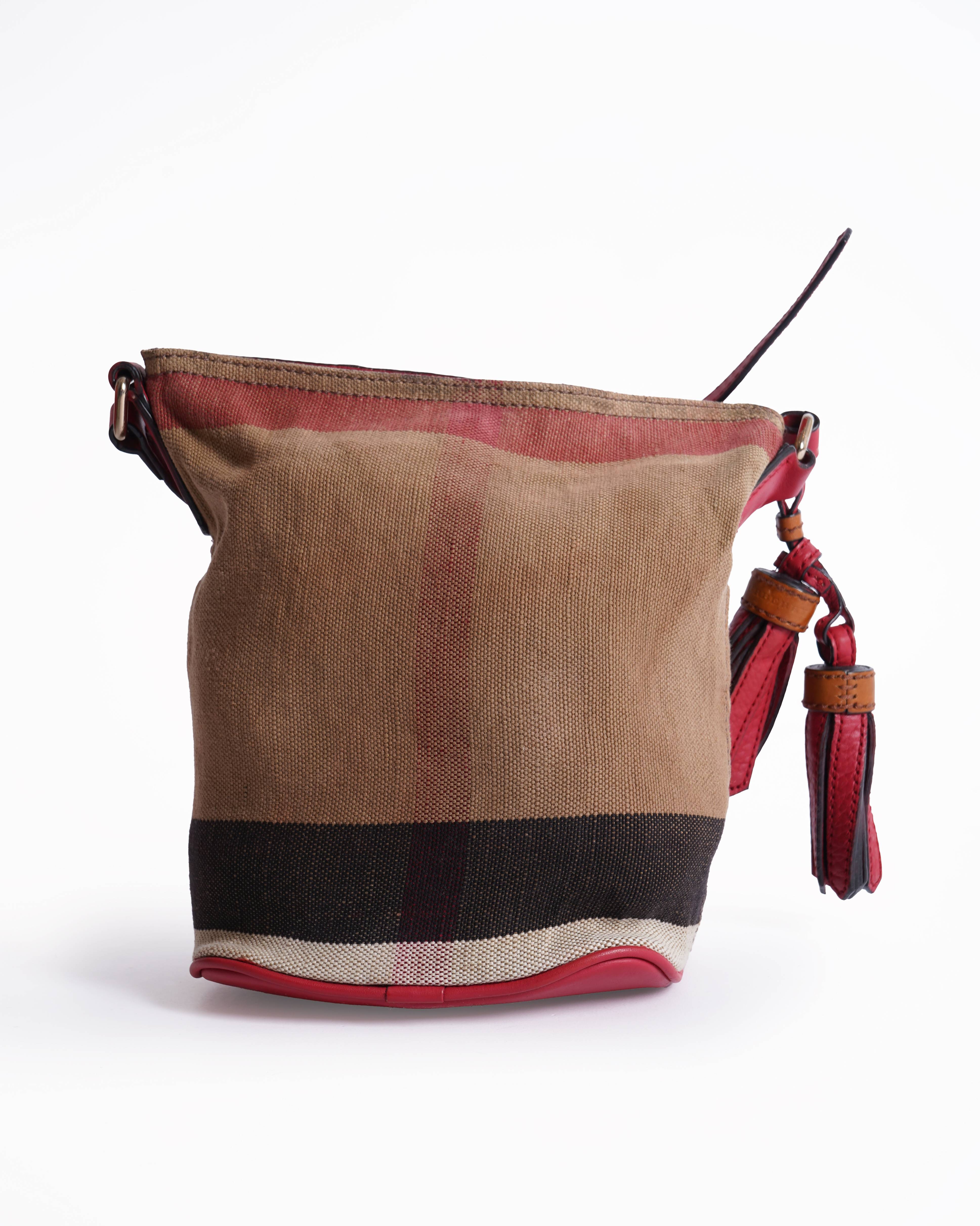 Burberry Multicolour Exploded Check Canvas and Leather Mini Ashby Tassel Crossbody Bag