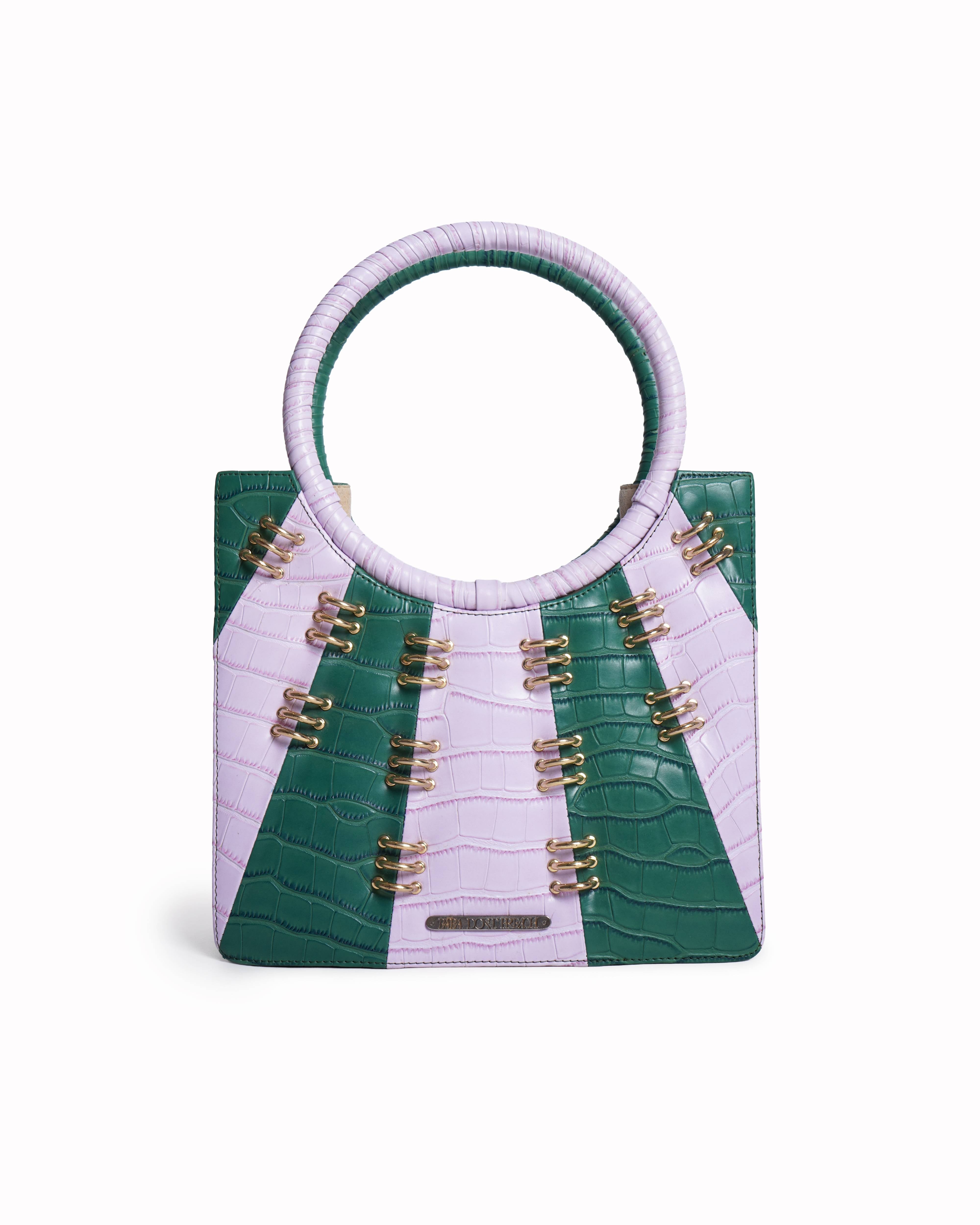 Papa don't preach
Frosted Lavender & Sacramento Green Faux Leather Tote Bag