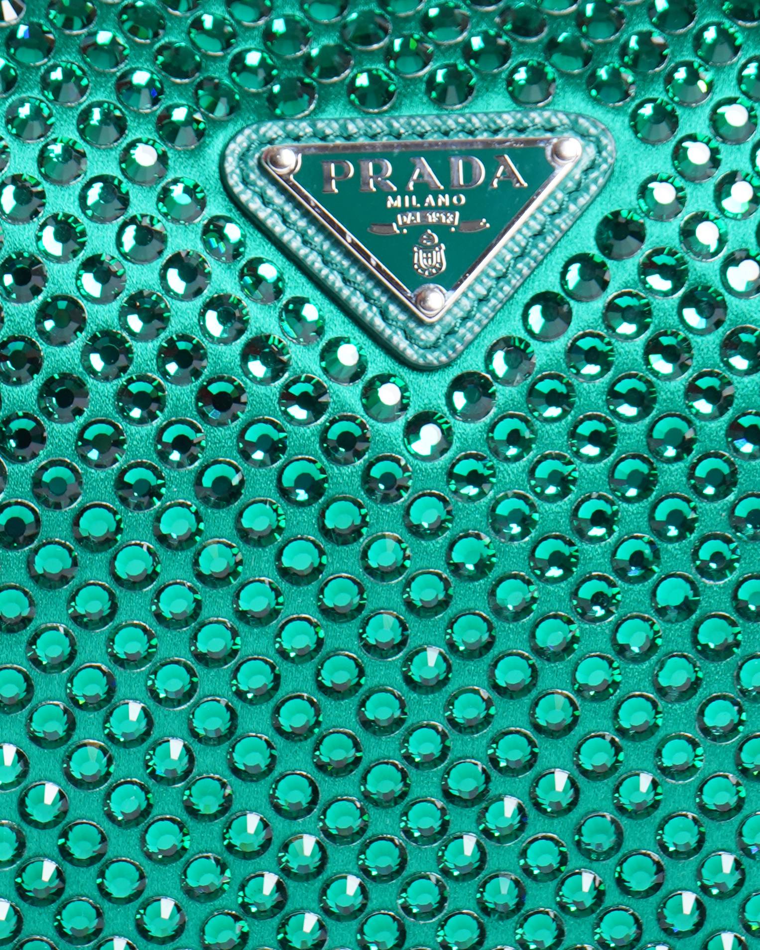 New Prada Emerald Crystal Bag In Green