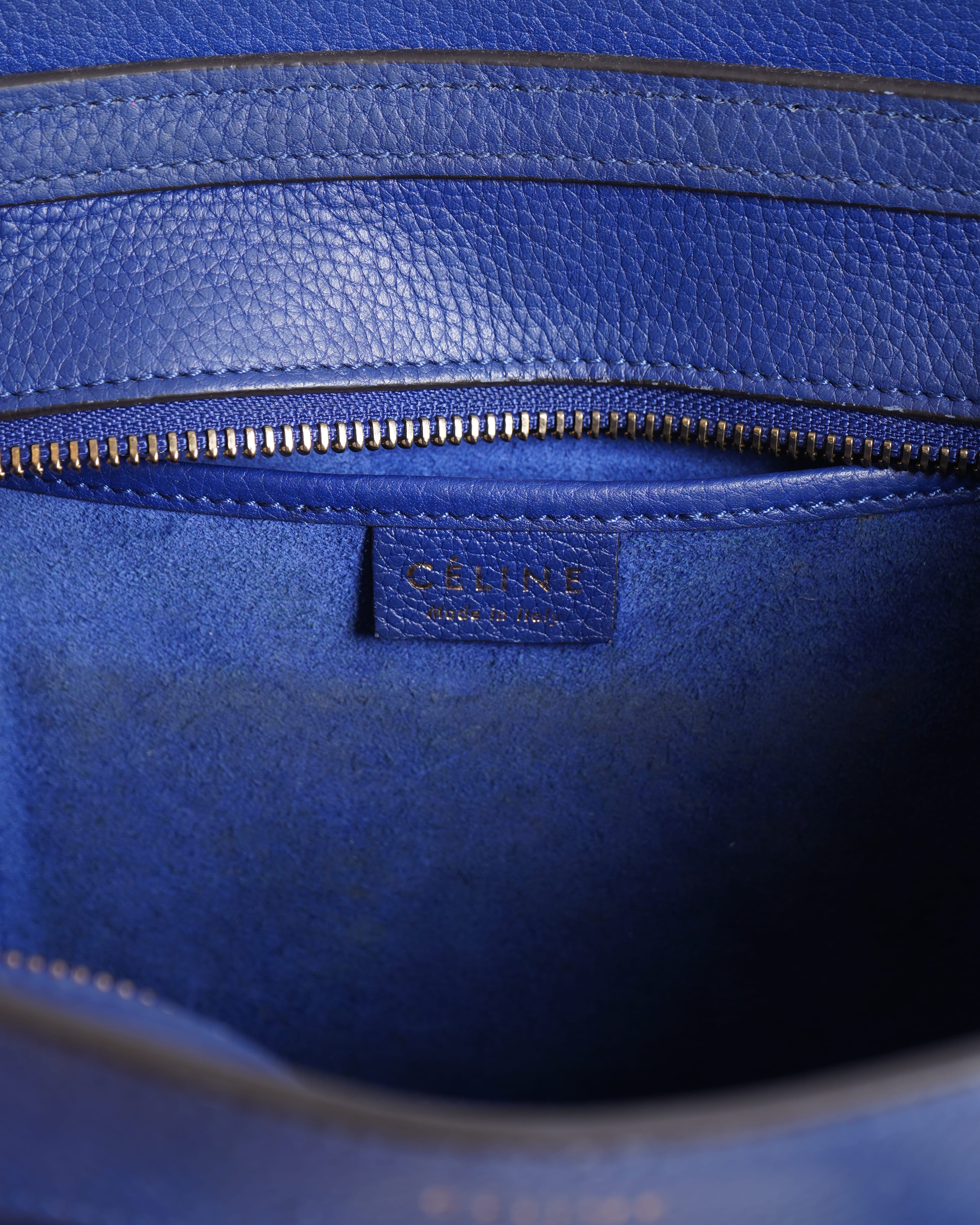 Celine Navy Blue Leather Nano Luggage Tote