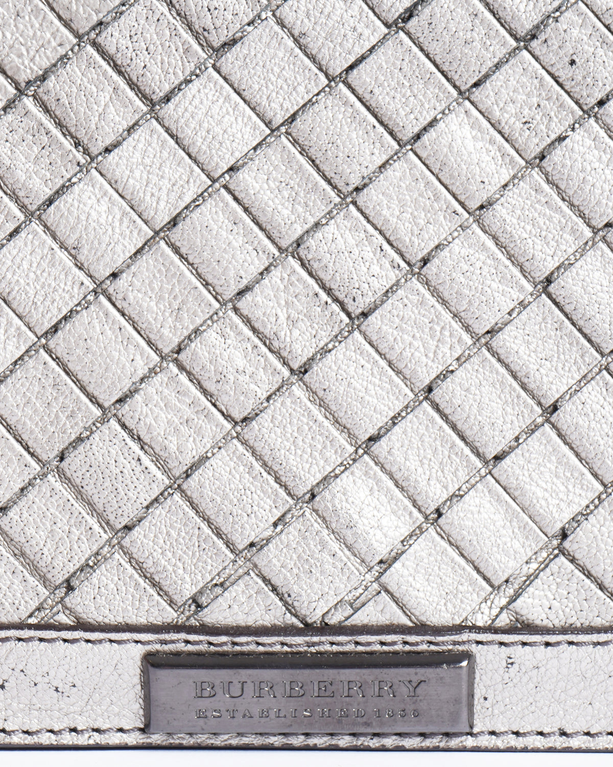 Burberry Metallic Grey Rectangular Clutch