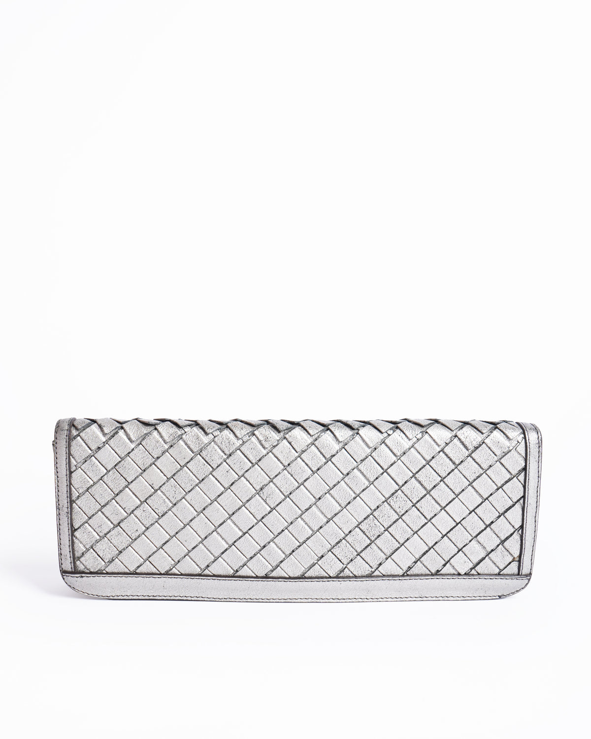 Burberry Metallic Grey Rectangular Clutch