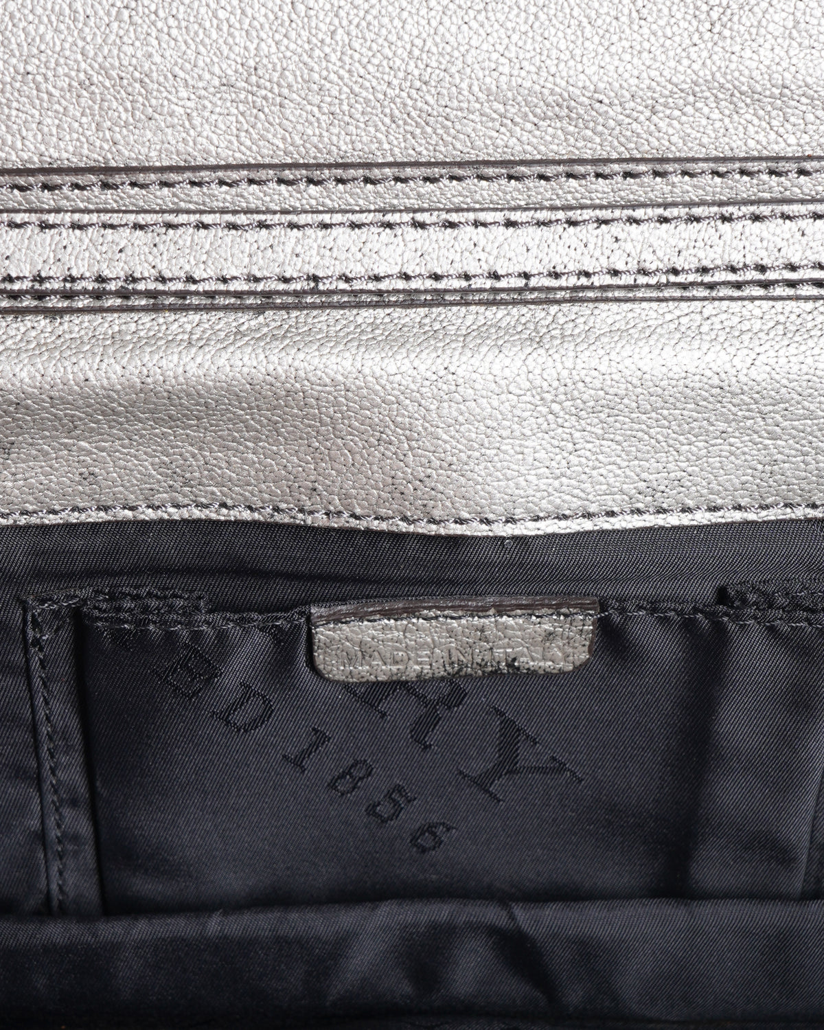 Burberry Metallic Grey Rectangular Clutch