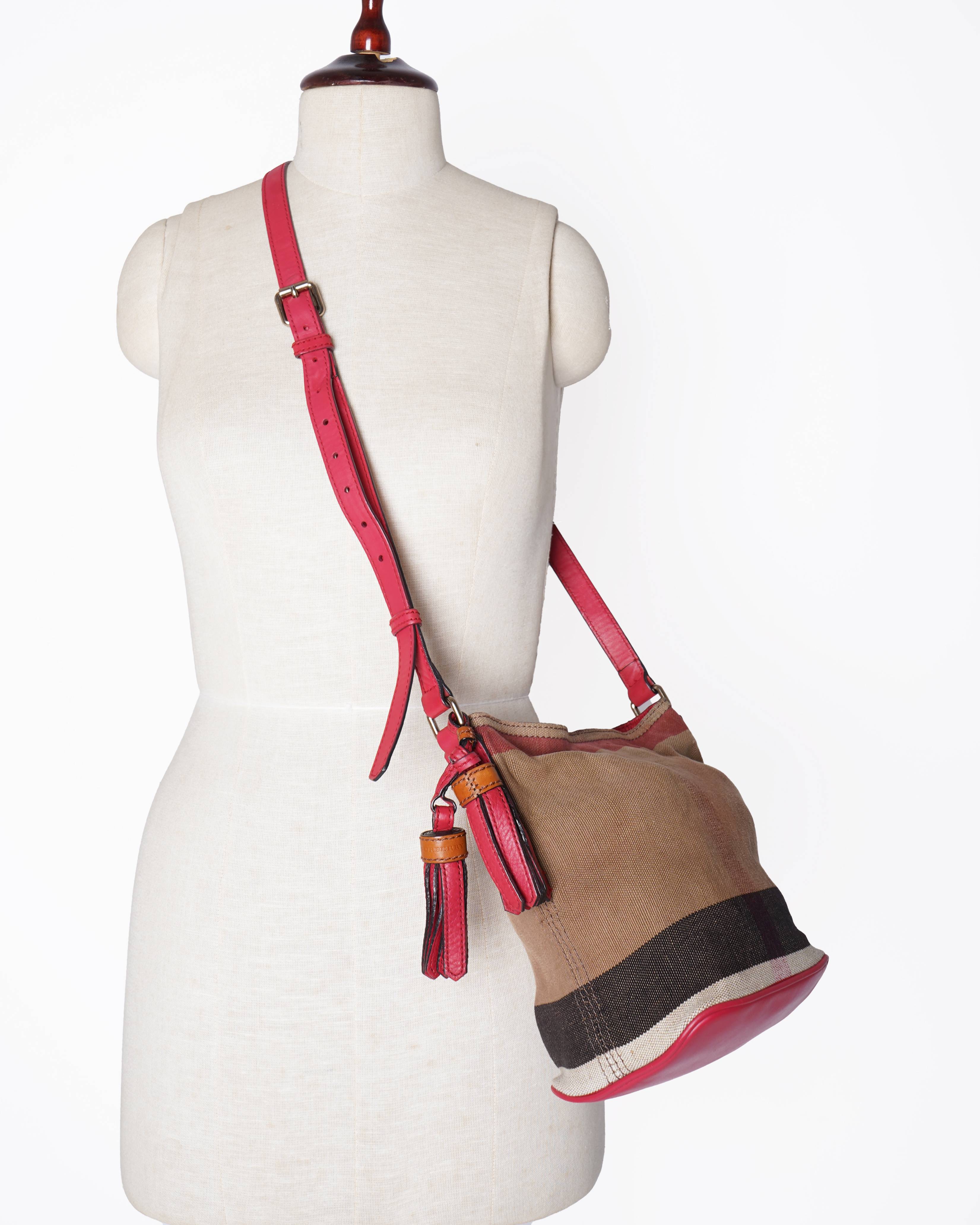 Burberry Multicolour Exploded Check Canvas and Leather Mini Ashby Tassel Crossbody Bag