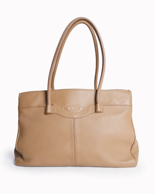 Tod’s Pebbled Leather Shopper Bag in Tan