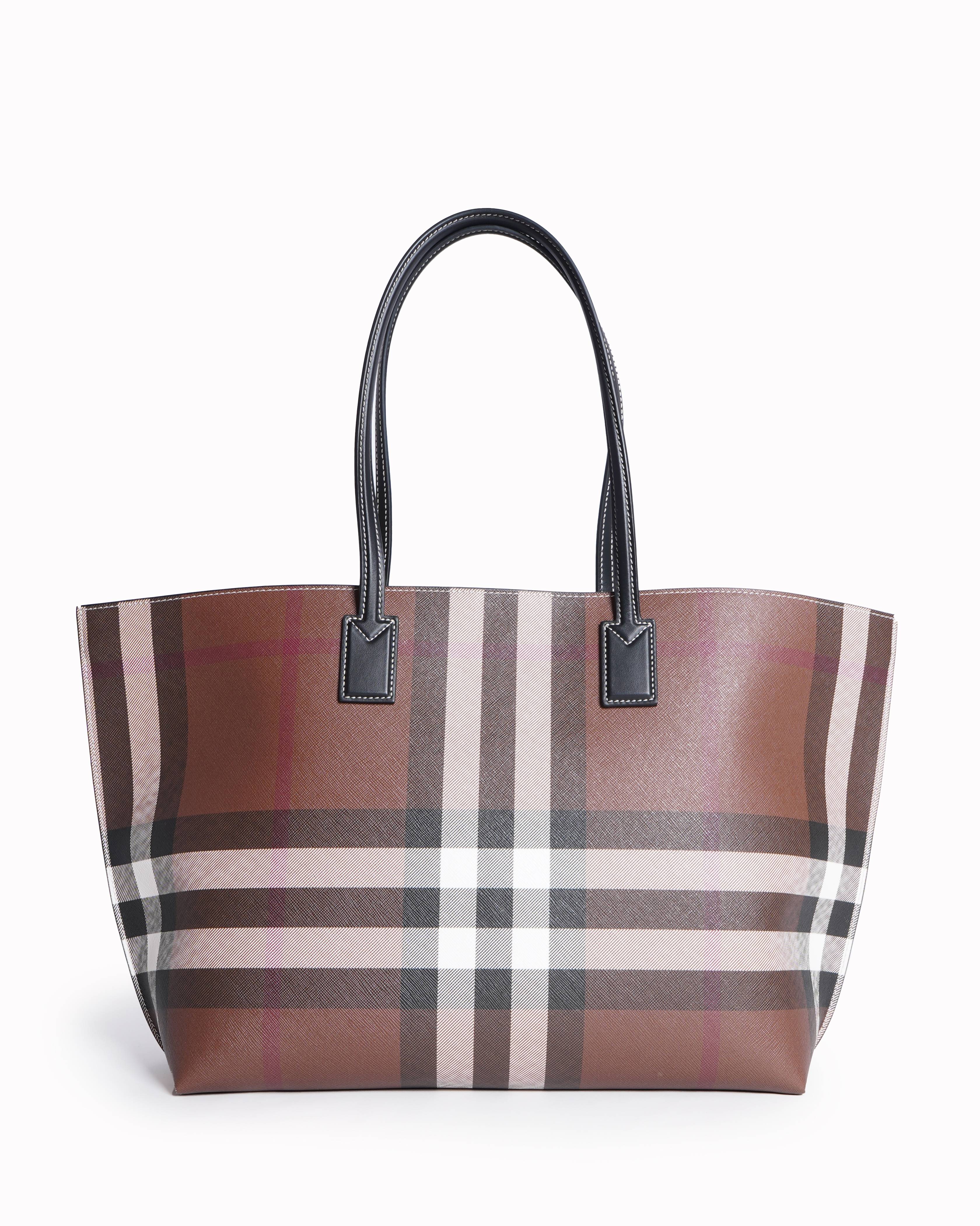 Burberry Medium London Check Tote in Dark Birch Brown