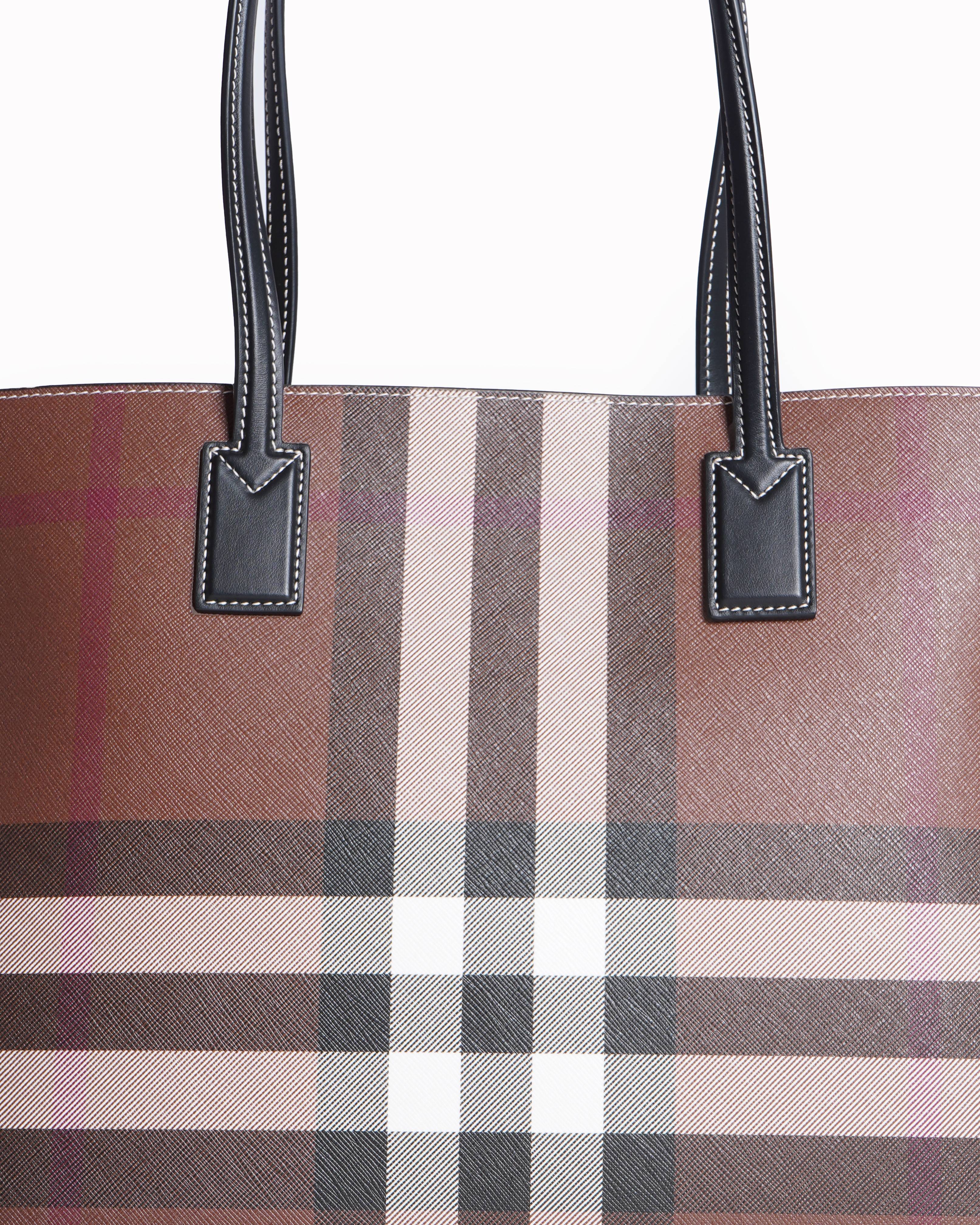 Burberry Medium London Check Tote in Dark Birch Brown