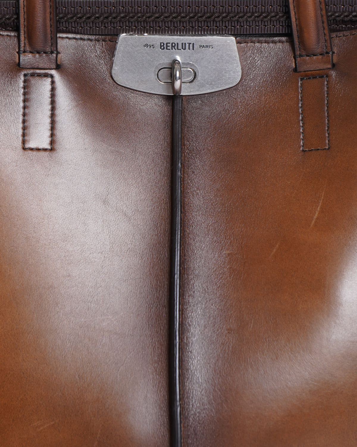 Berluti Luti 38 Leather Tote Bag In CaCao Intenso Shade