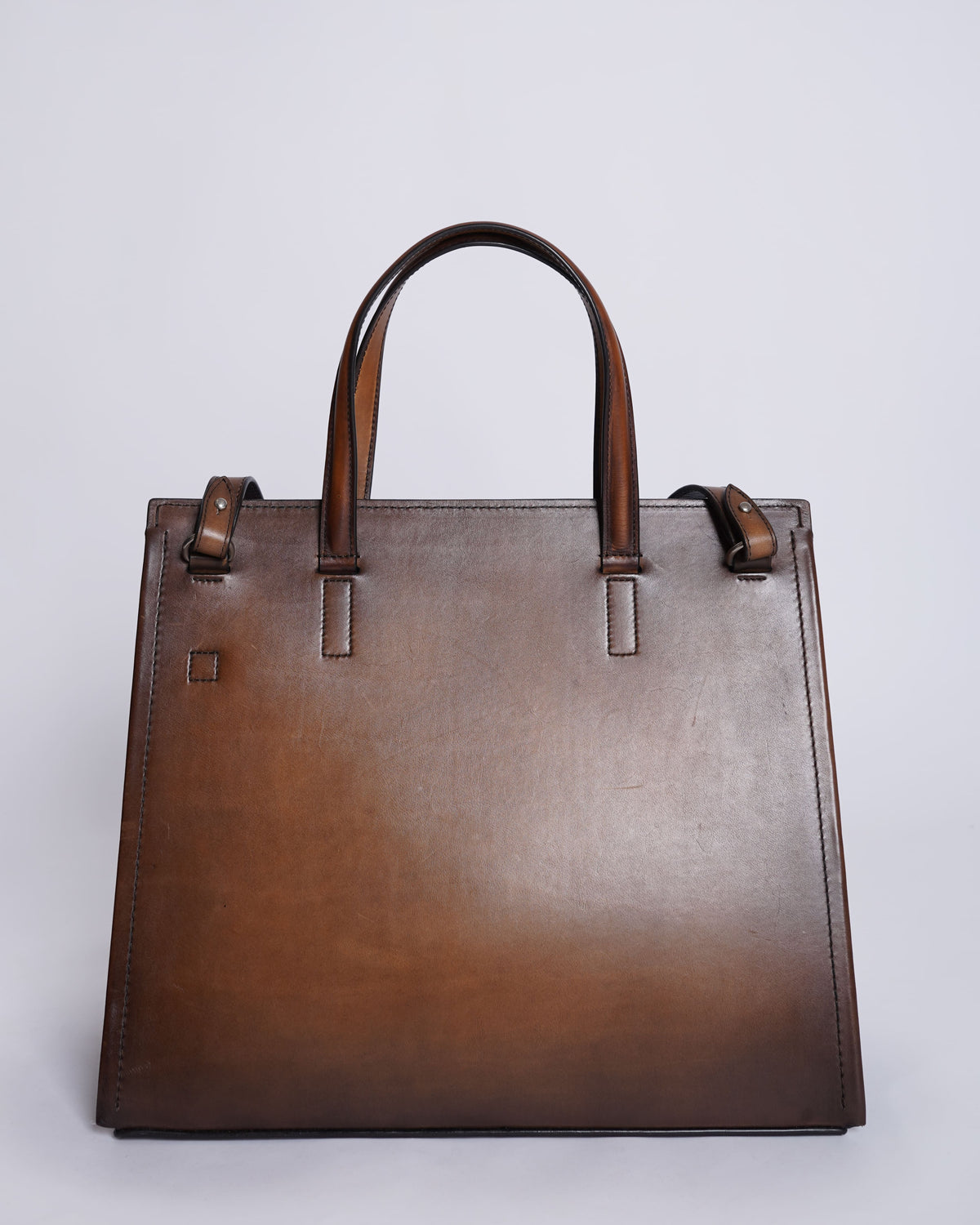 Berluti Luti 38 Leather Tote Bag In CaCao Intenso Shade