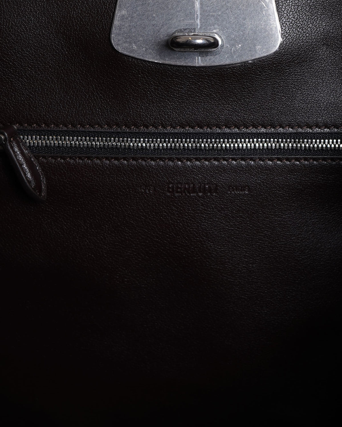 Berluti Luti 38 Leather Tote Bag In CaCao Intenso Shade