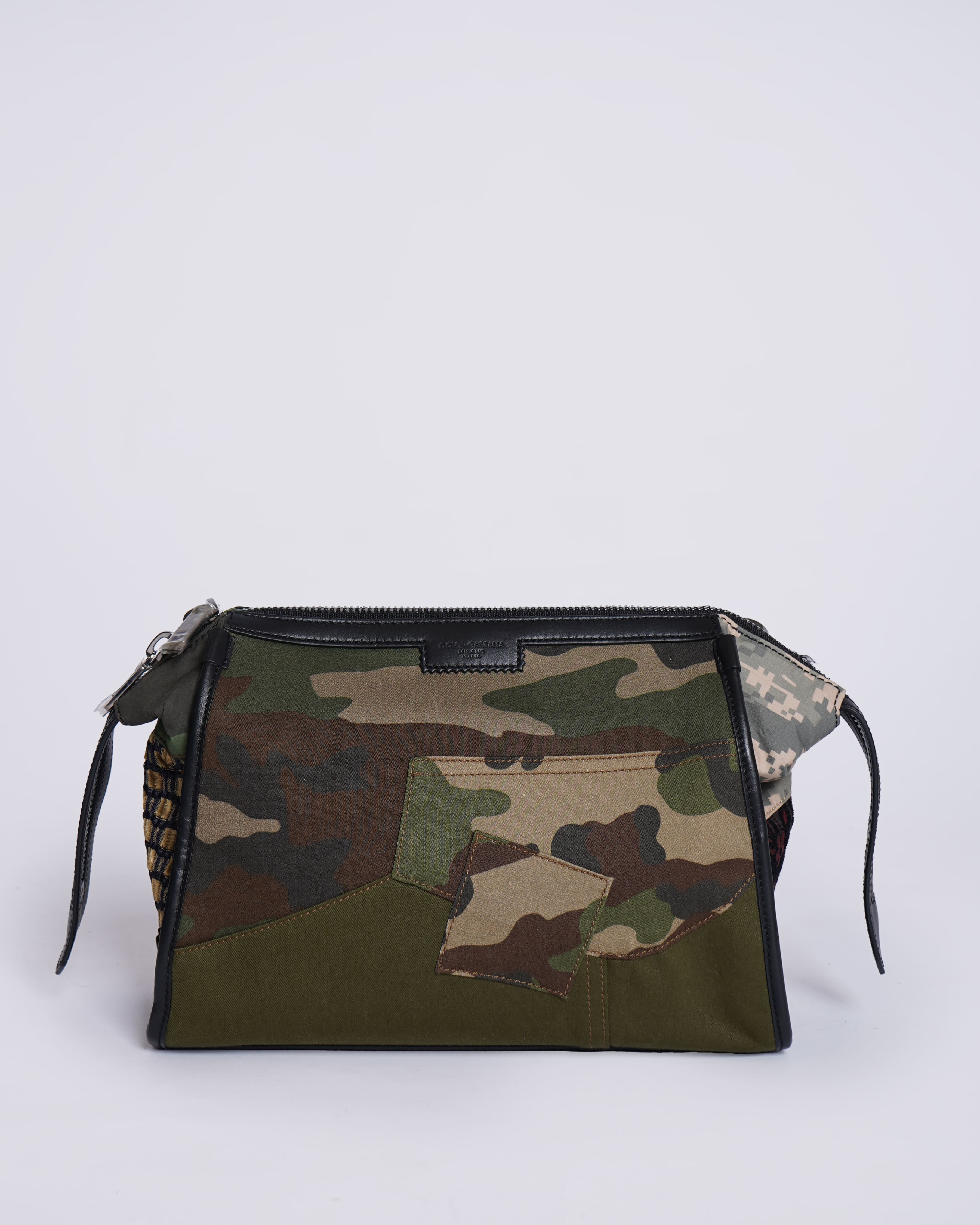 New Dolce & Gabbana Camouflage Patchwork Crossbody Bag
