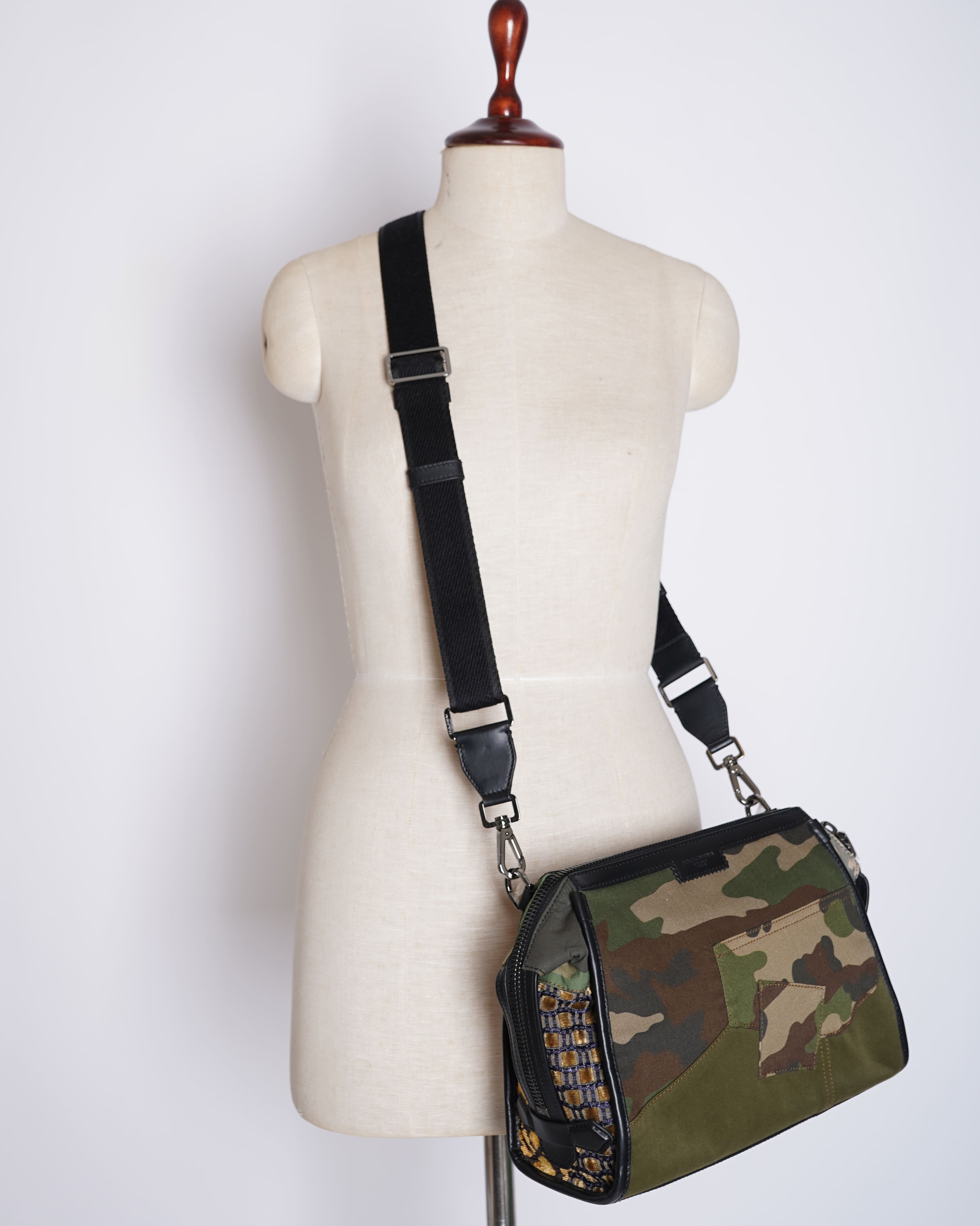 New Dolce & Gabbana Camouflage Patchwork Crossbody Bag