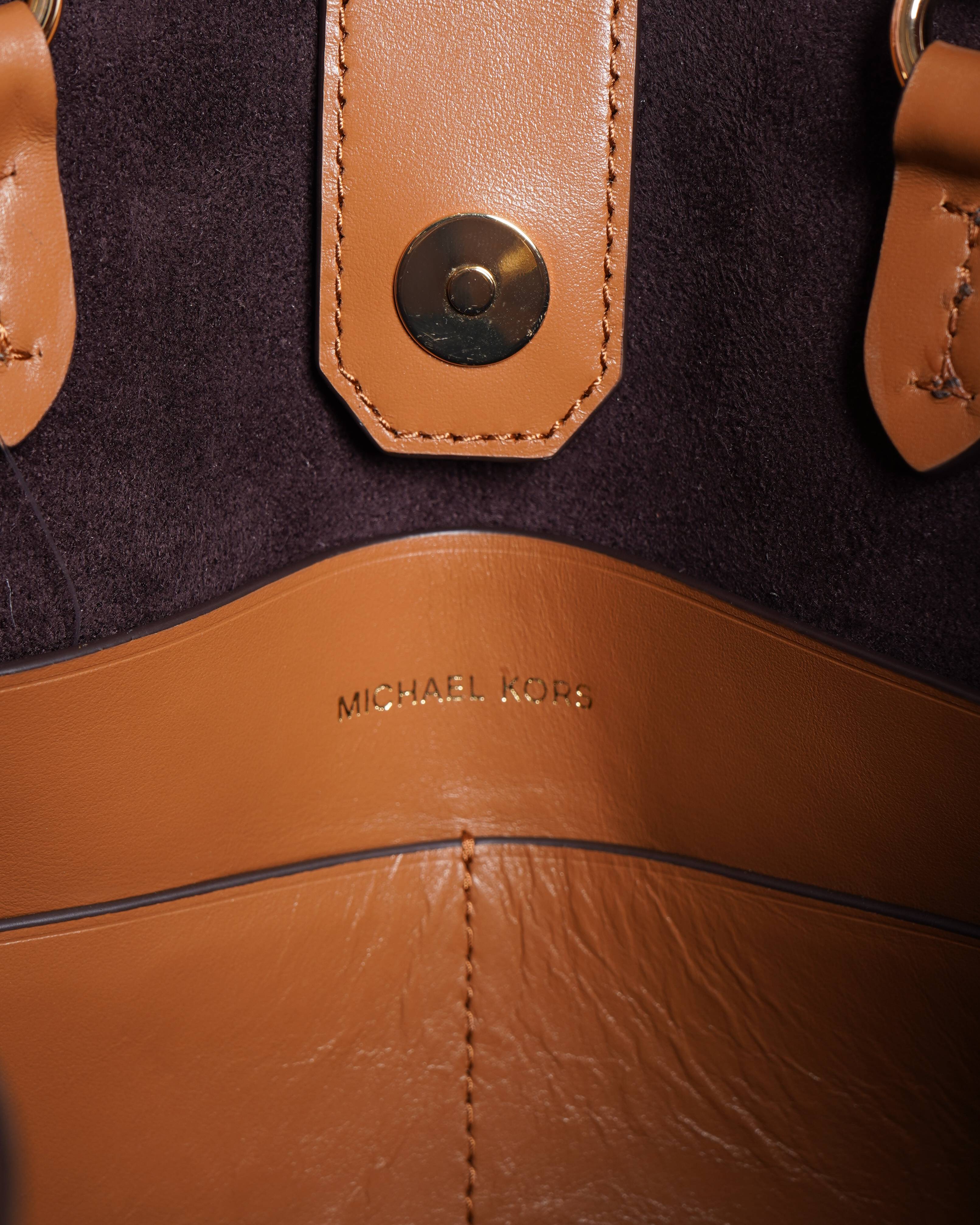 New Michael Kors Hamilton Legacy logo large belted satchel in Brown