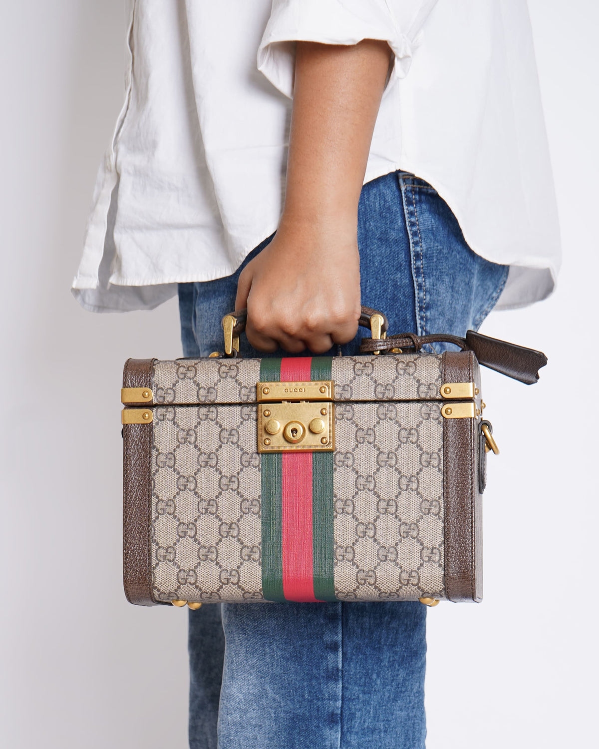 Gucci Savoy Brown GG Supreme Canvas Beauty Case