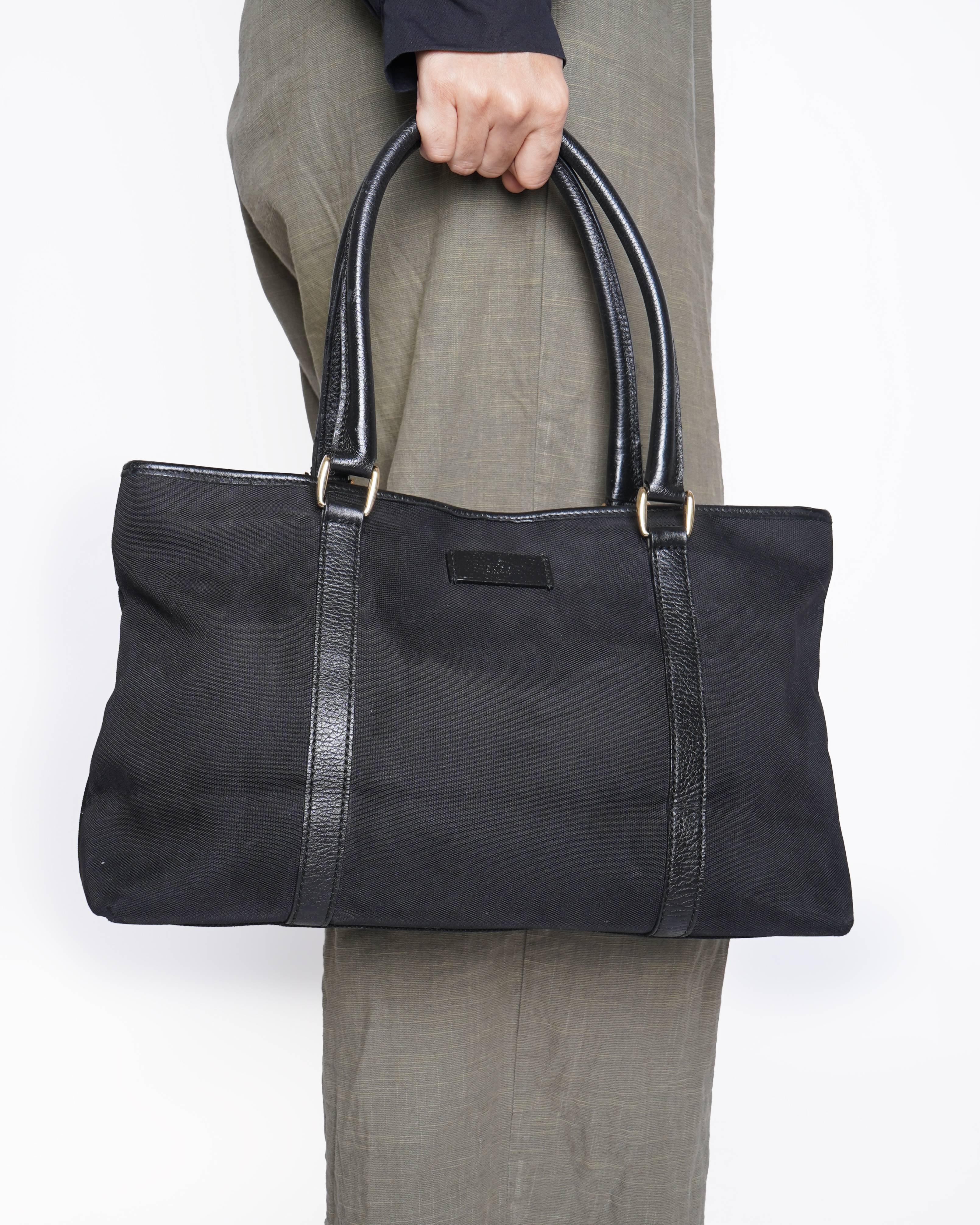 Gucci black cloth tote bag