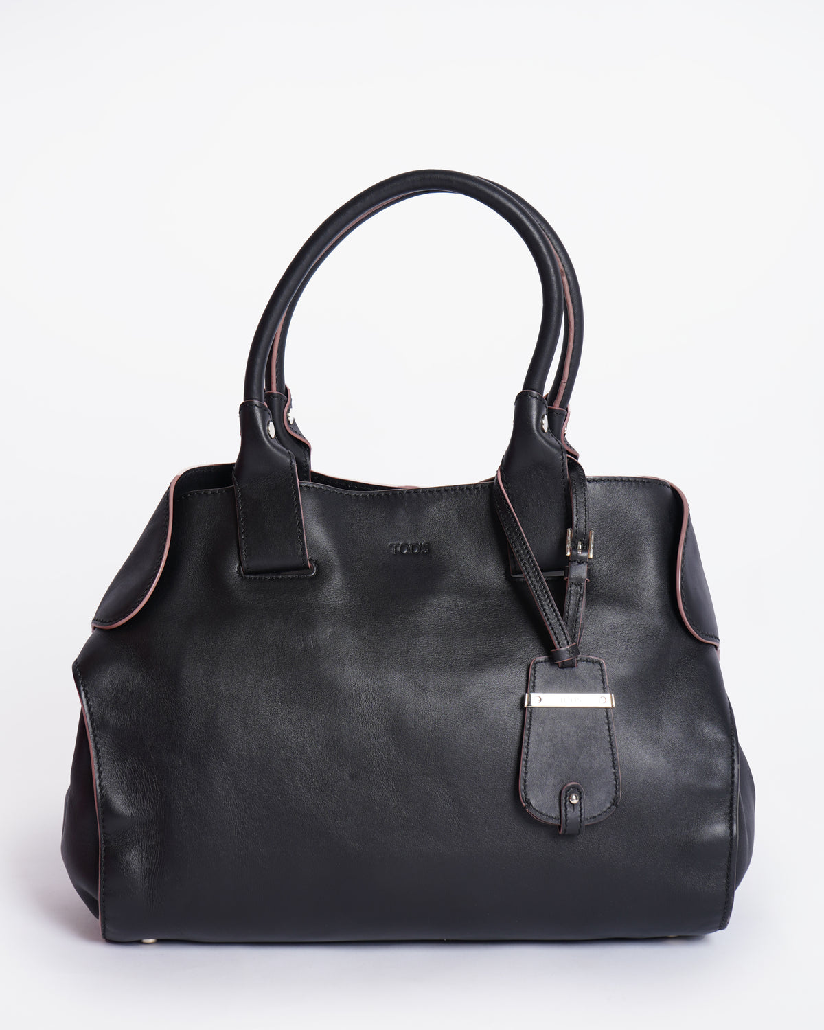Tod's black leather shoulder tote bag