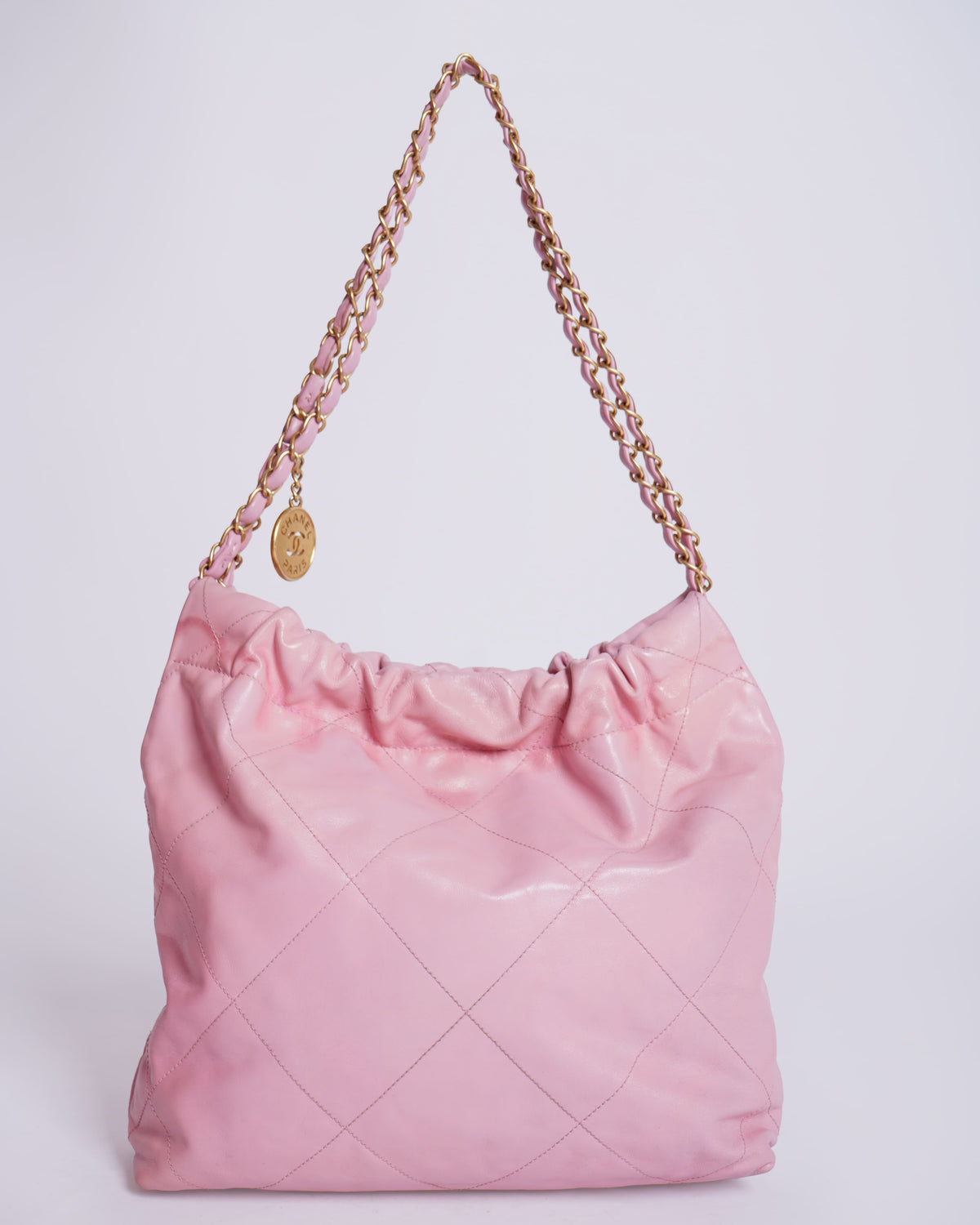 Chanel Pink Quilted Leather 22 Small Hobo