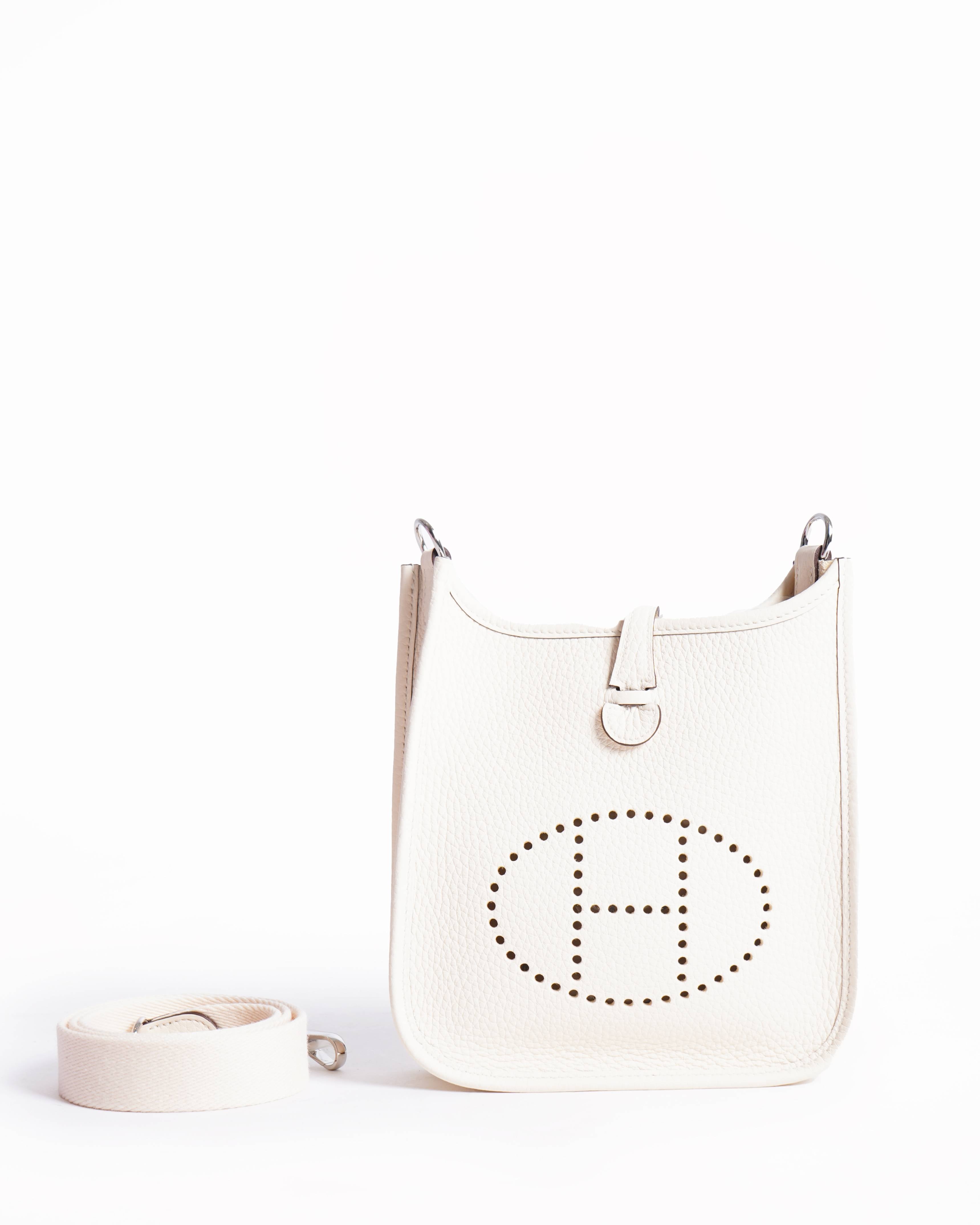 New Hermès mini evelyne tpm in white clemence leather Crossbody bag