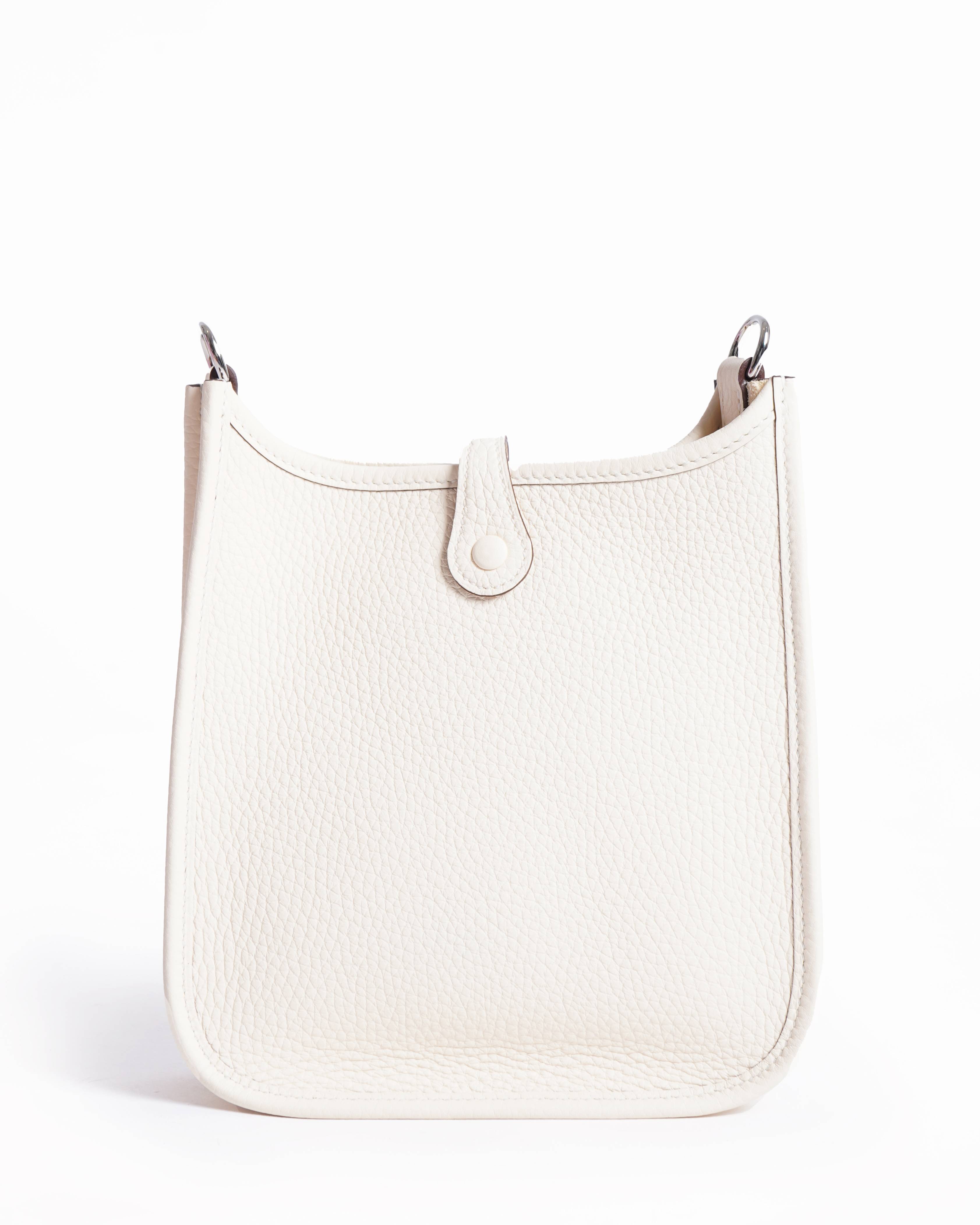 New Hermès mini evelyne tpm in white clemence leather Crossbody bag