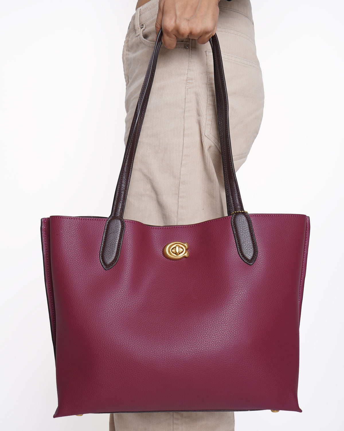 New Coach willow large tote bag in burgundy
