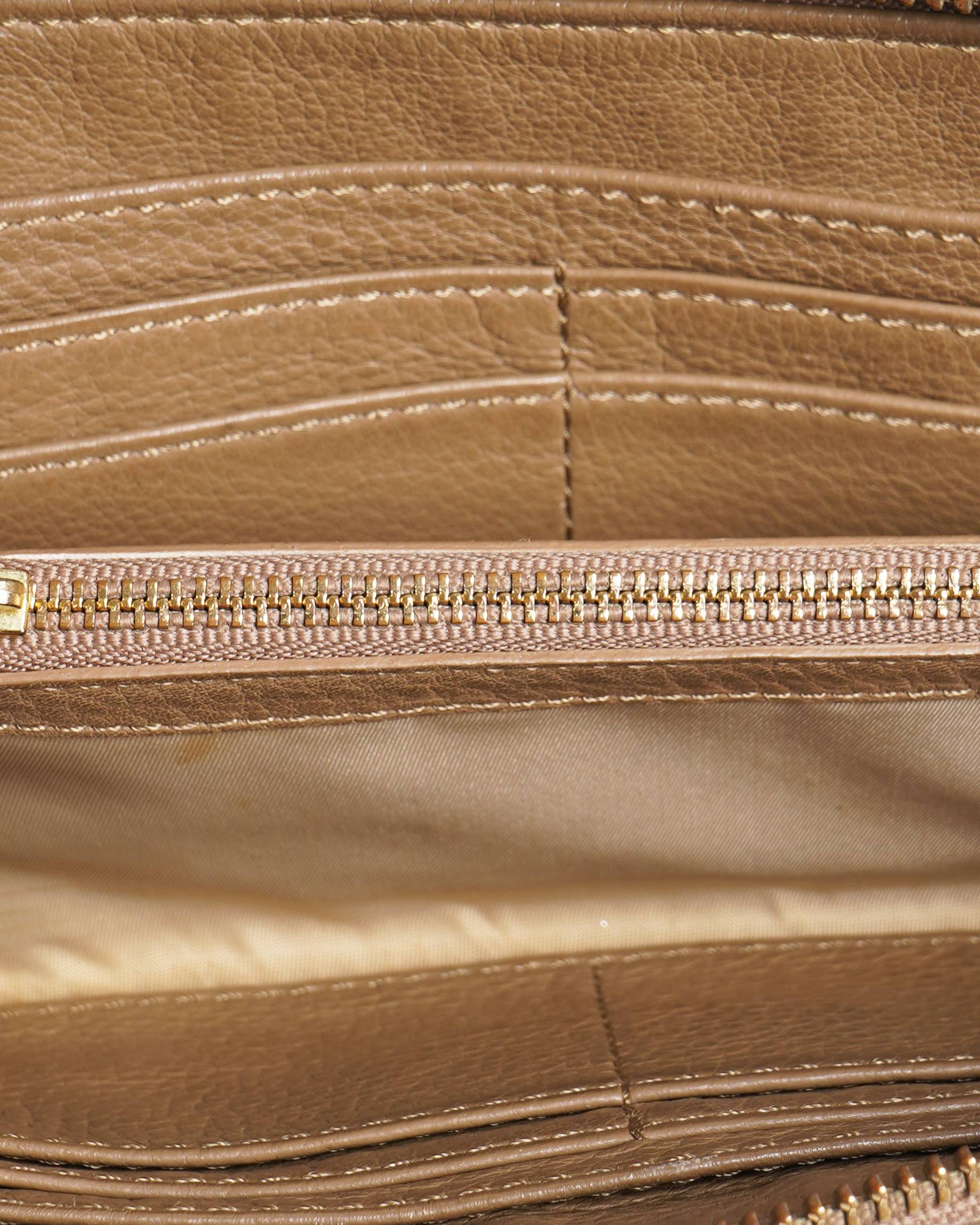 Tory burch brown zip around wallet