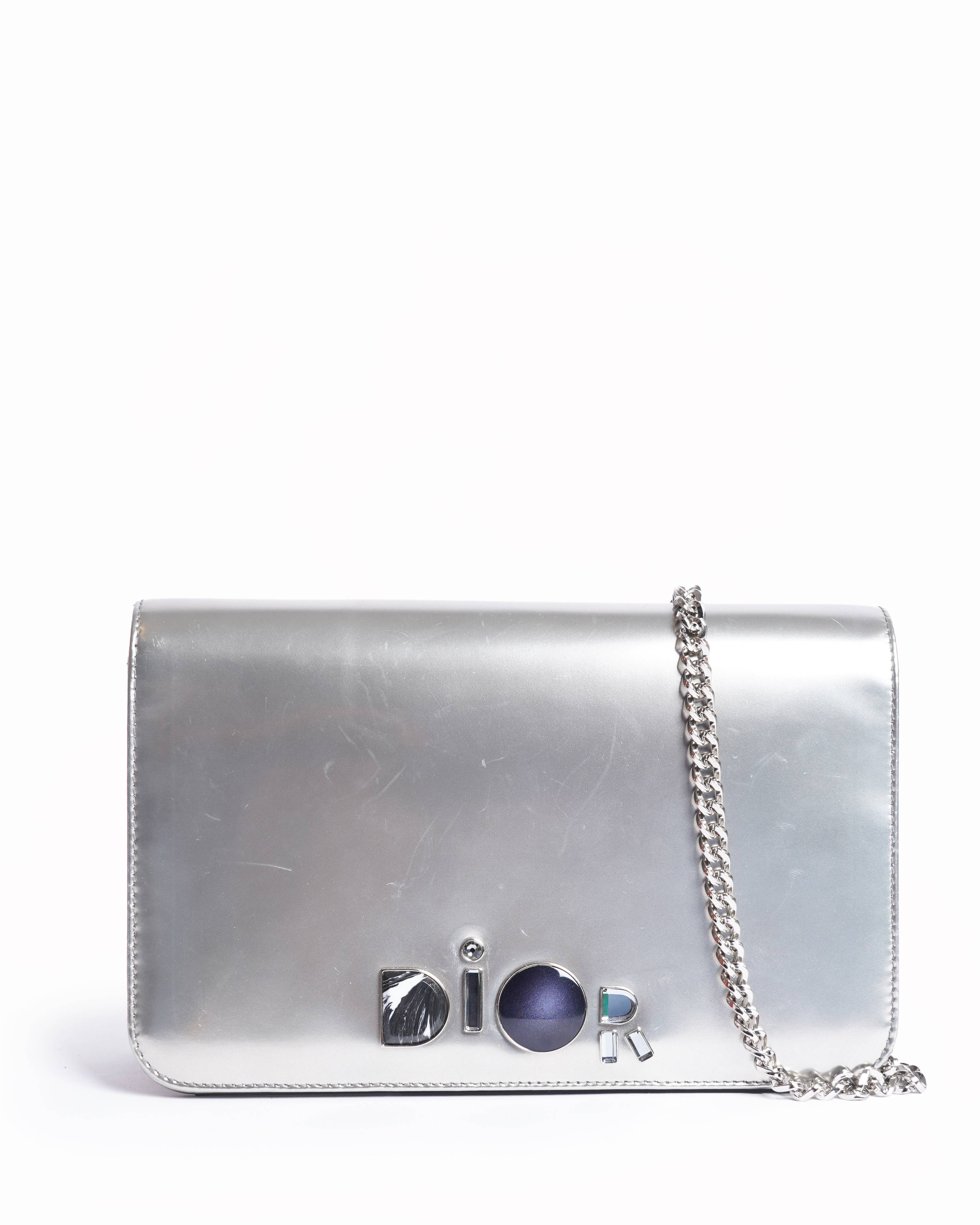 Christian Dior patent leather 3 way wallet on chain