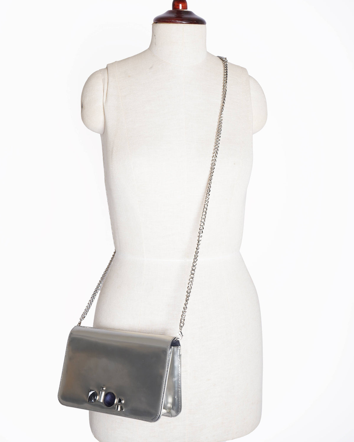 Christian Dior patent leather 3 way wallet on chain