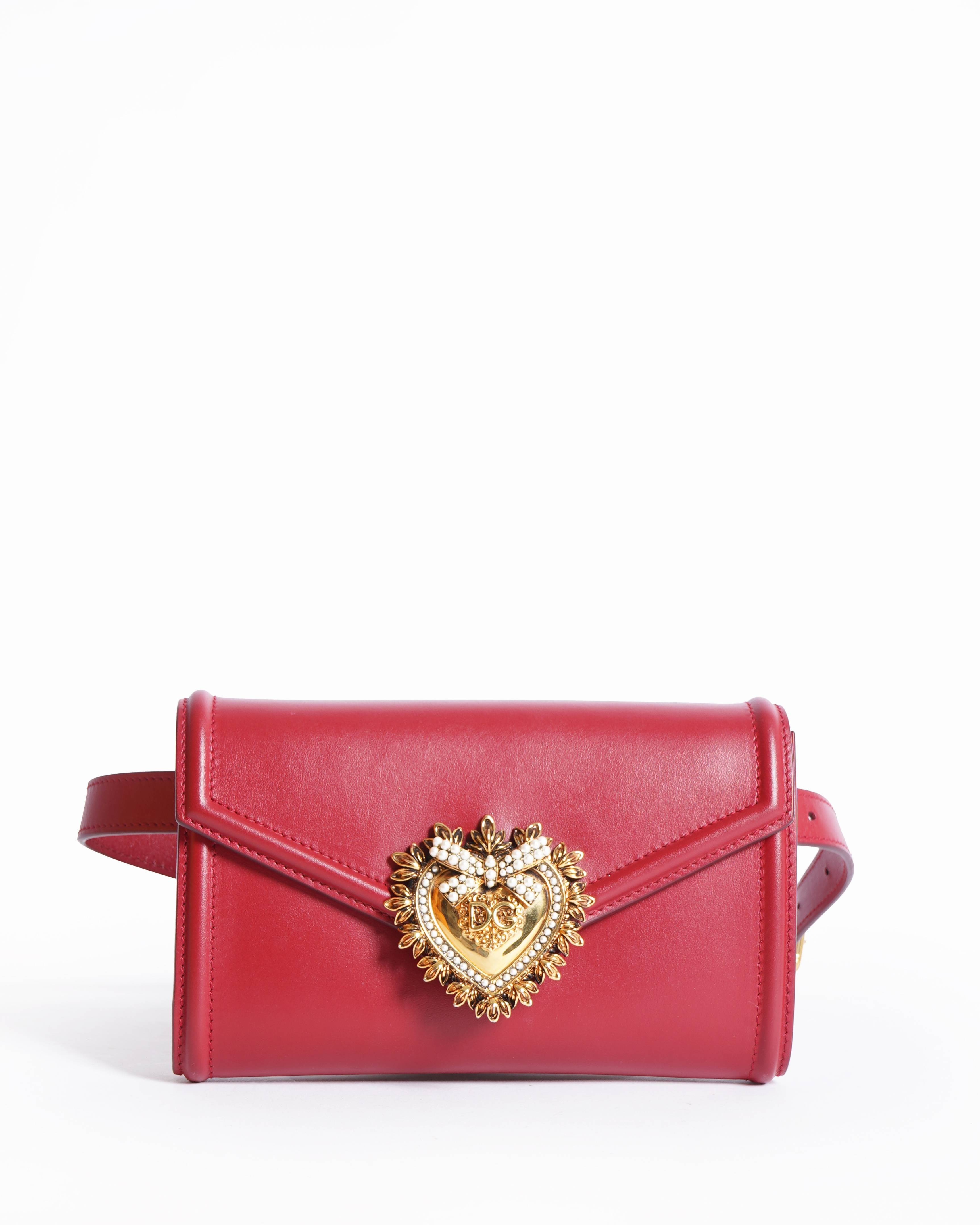 Dolce & Gabbana Red Leather Devotion Belt Bag