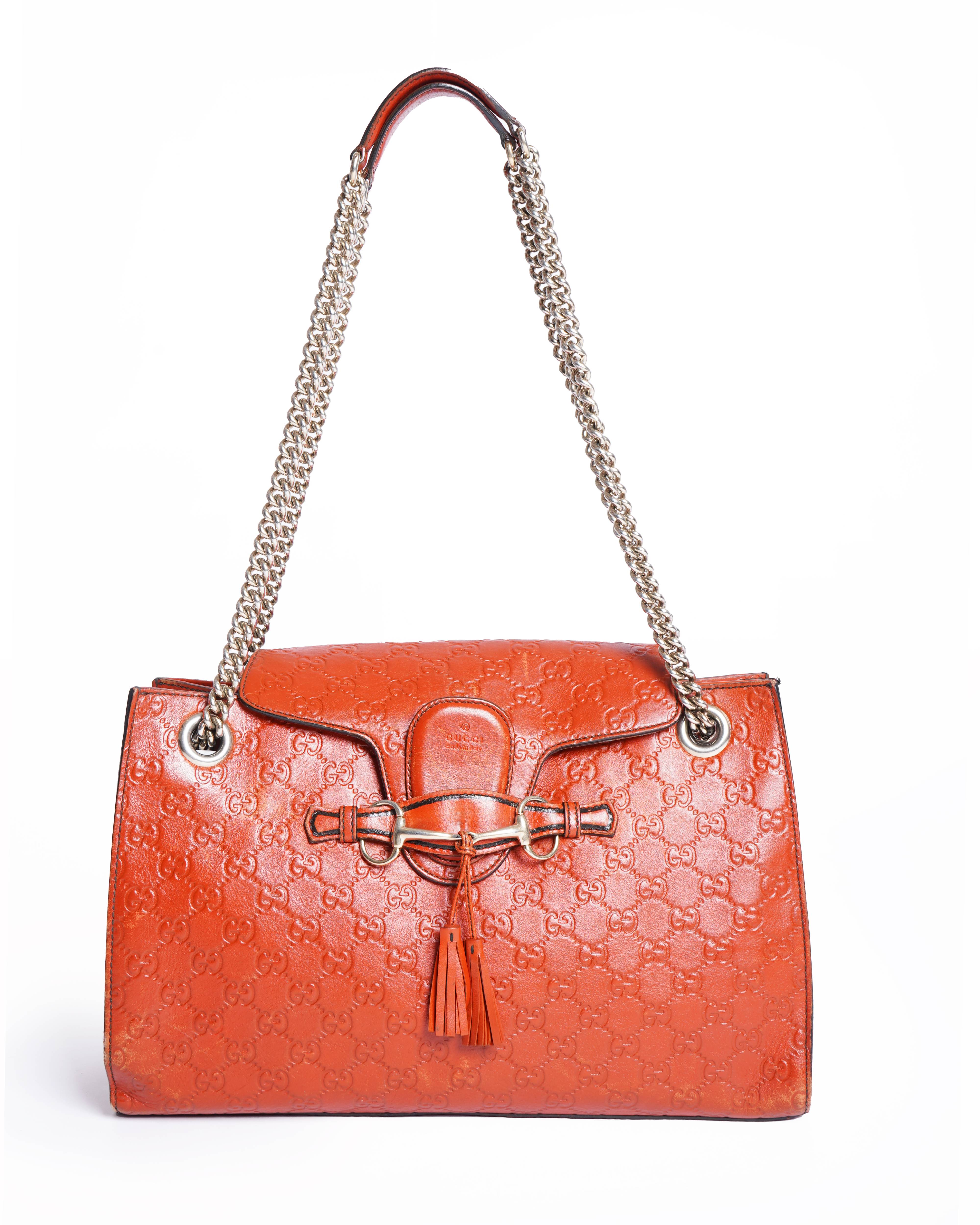 Gucci Burnt Orange Guccissima Leather Large Emily Chain Shoulder Bag