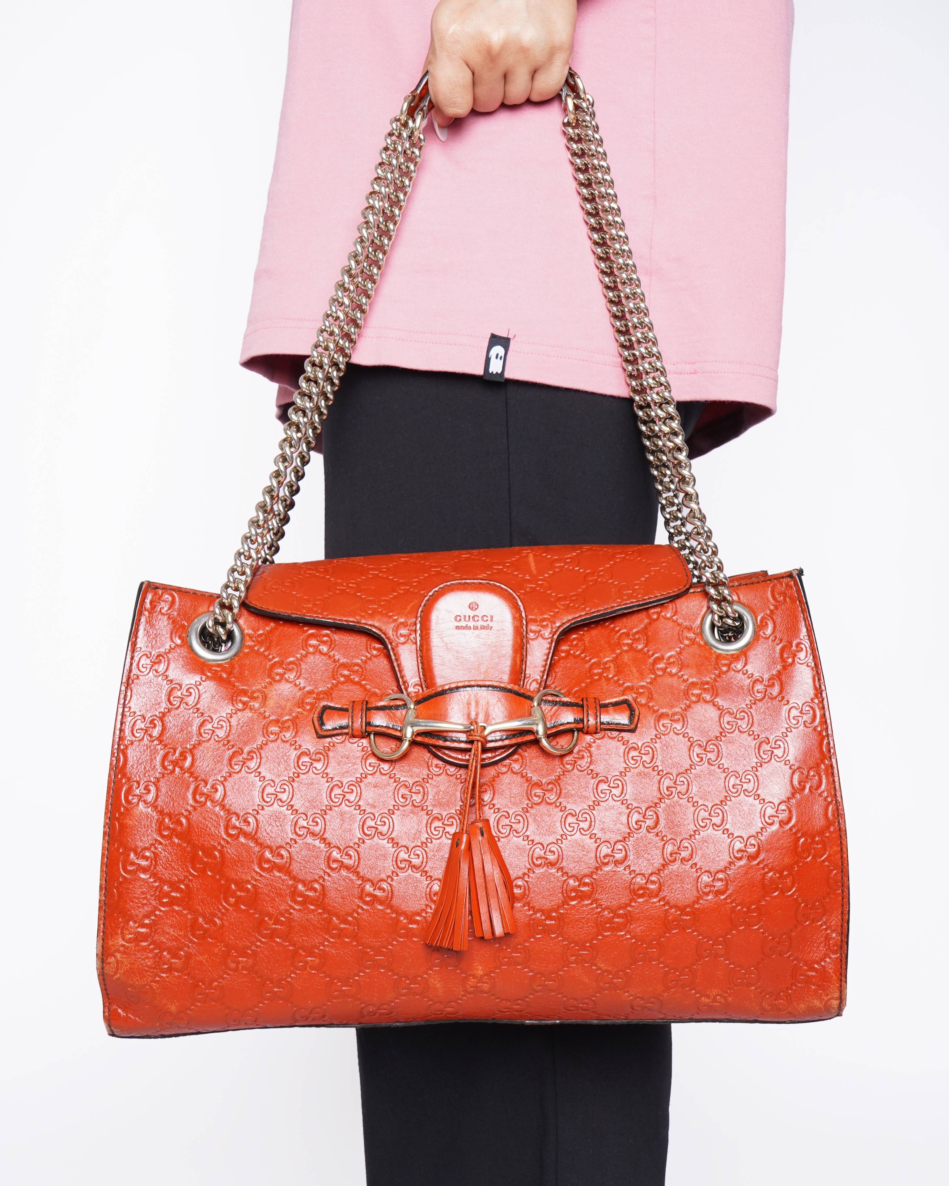 Gucci Burnt Orange Guccissima Leather Large Emily Chain Shoulder Bag
