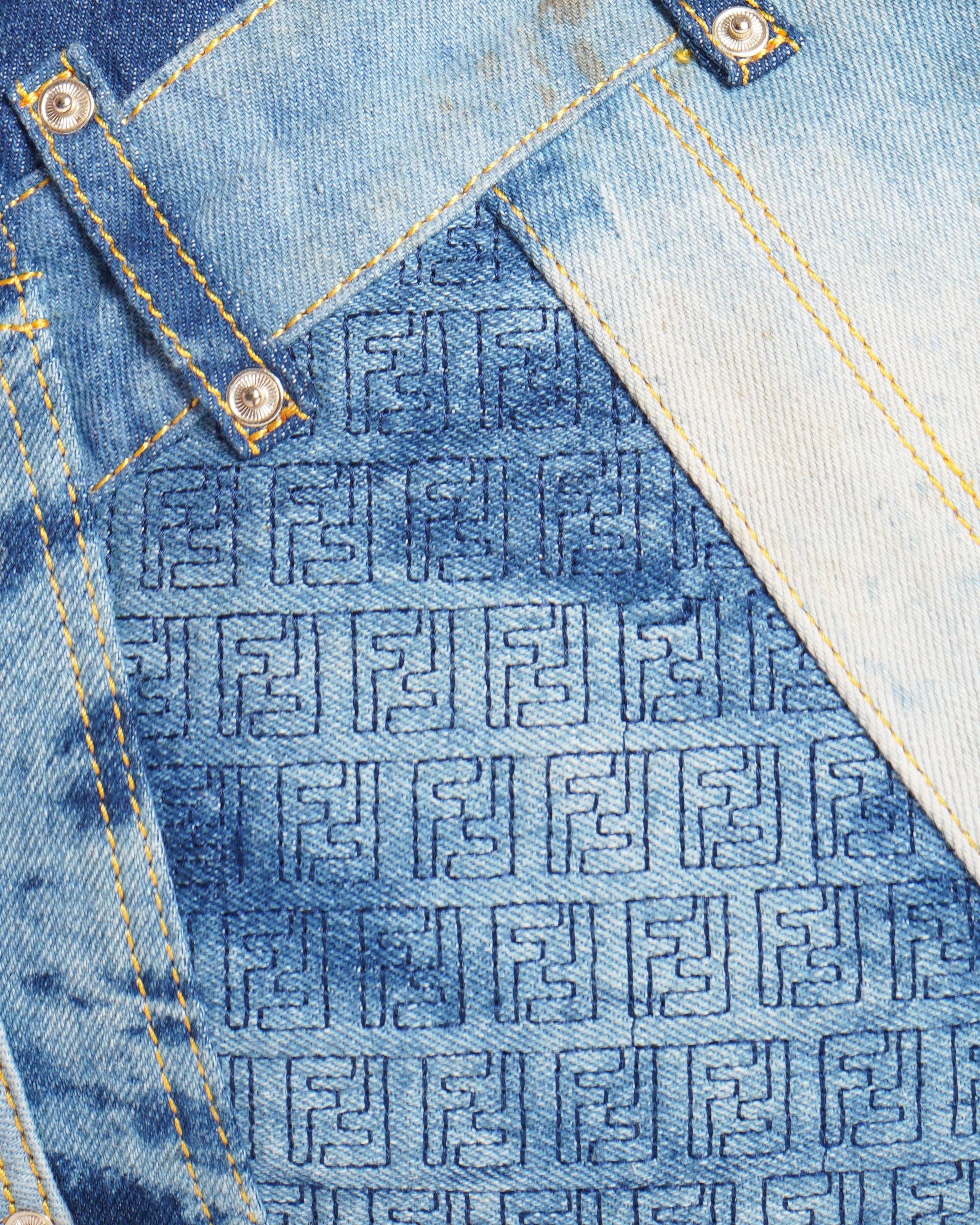 Fendi ff logo denim tote bag