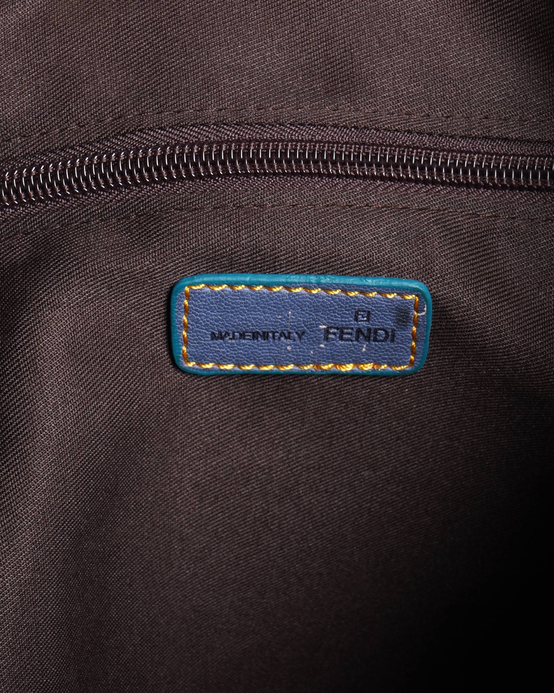 Fendi ff logo denim tote bag