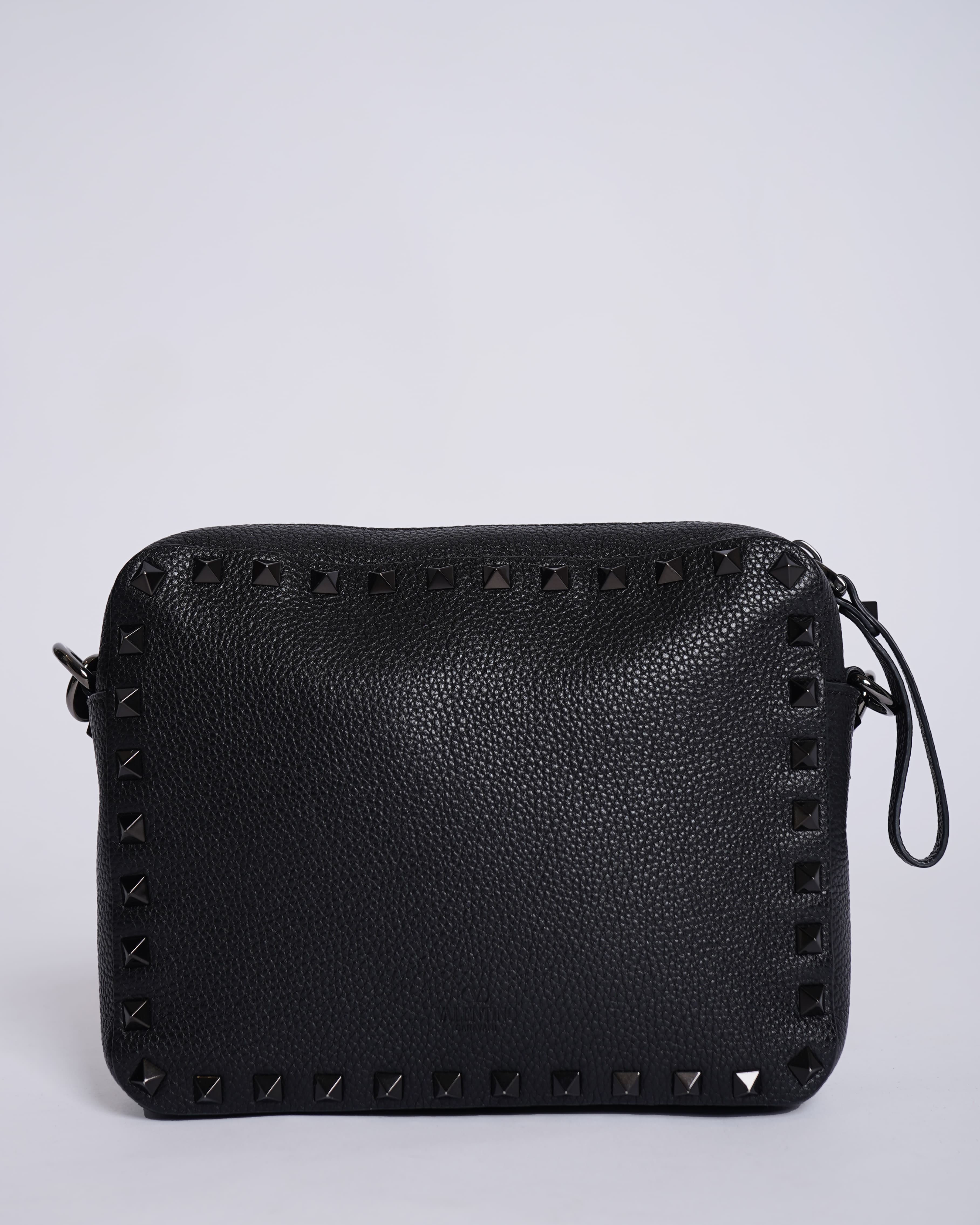 New Valentino Garavani Grained Rockstud Leather Crossbody Bag