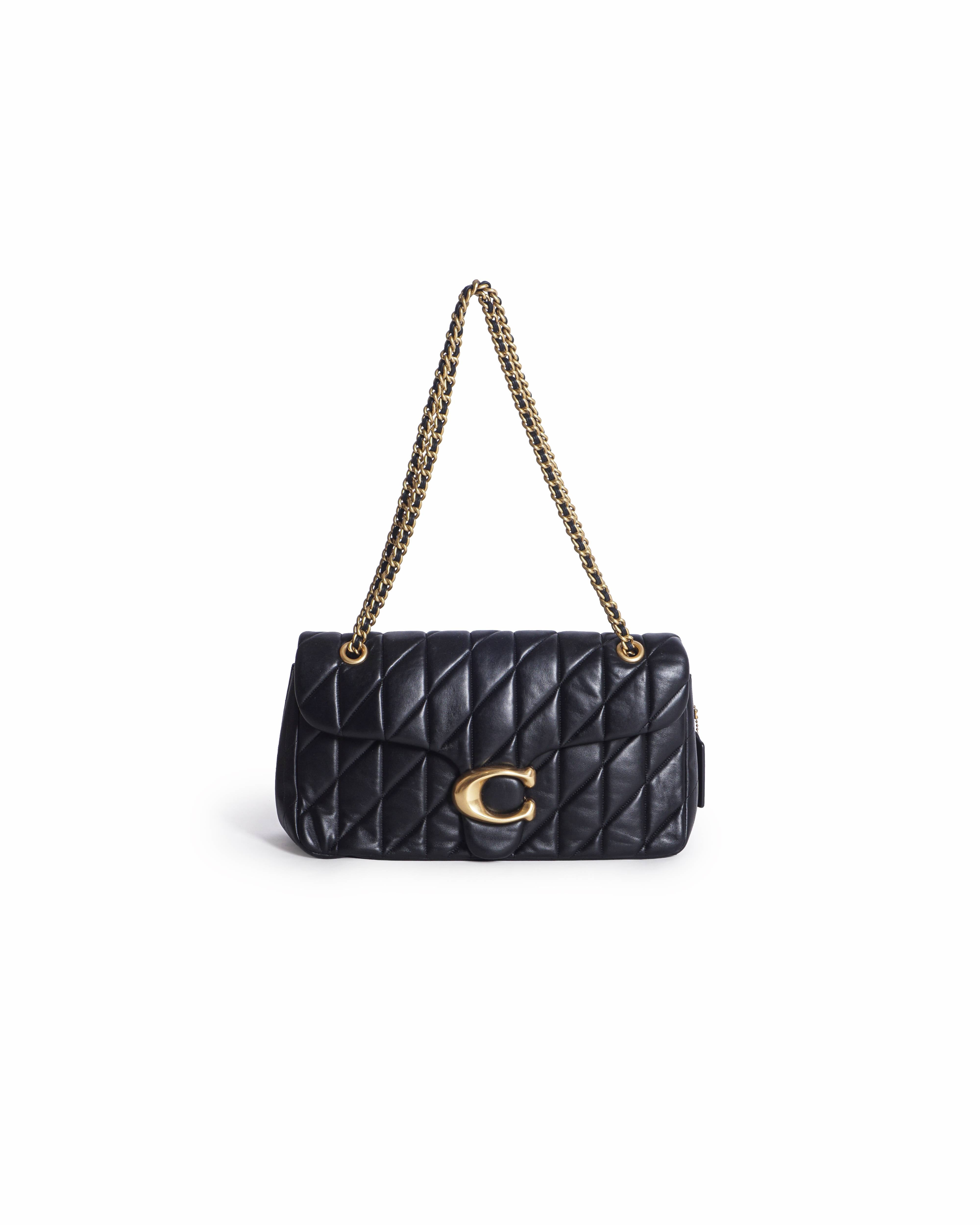 Coach Quilted Tabby 20 Shoulder Bag in Black Nappa Leather