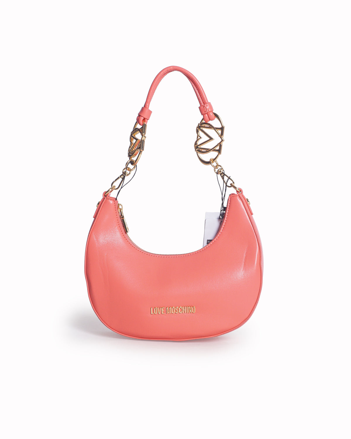 Love Moschino Coral Pink Heart M Logo Jewel Shoulder Bag