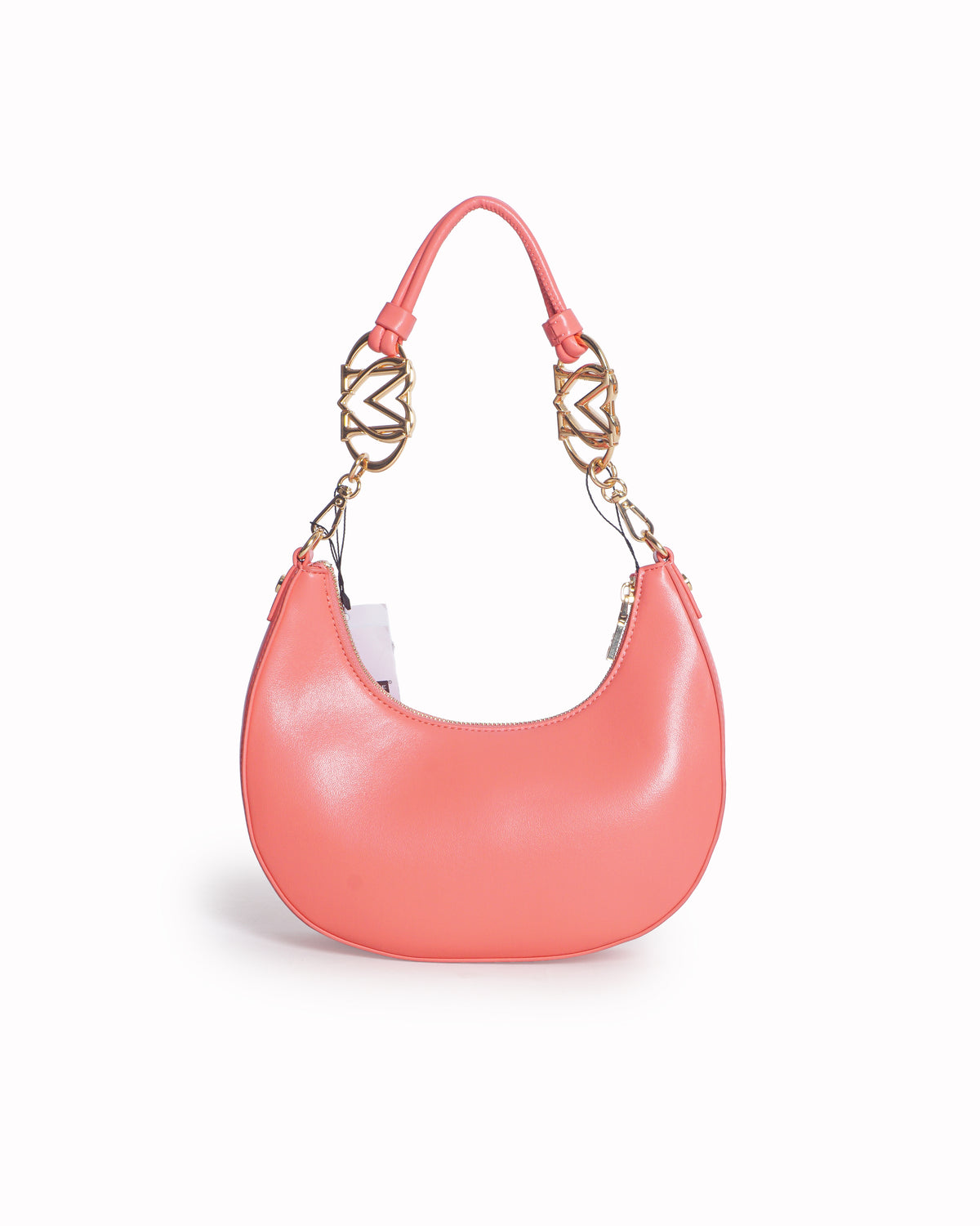 Love Moschino Coral Pink Heart M Logo Jewel Shoulder Bag
