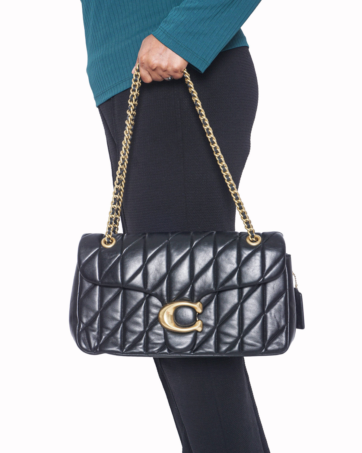 Coach Quilted Tabby 20 Shoulder Bag in Black Nappa Leather
