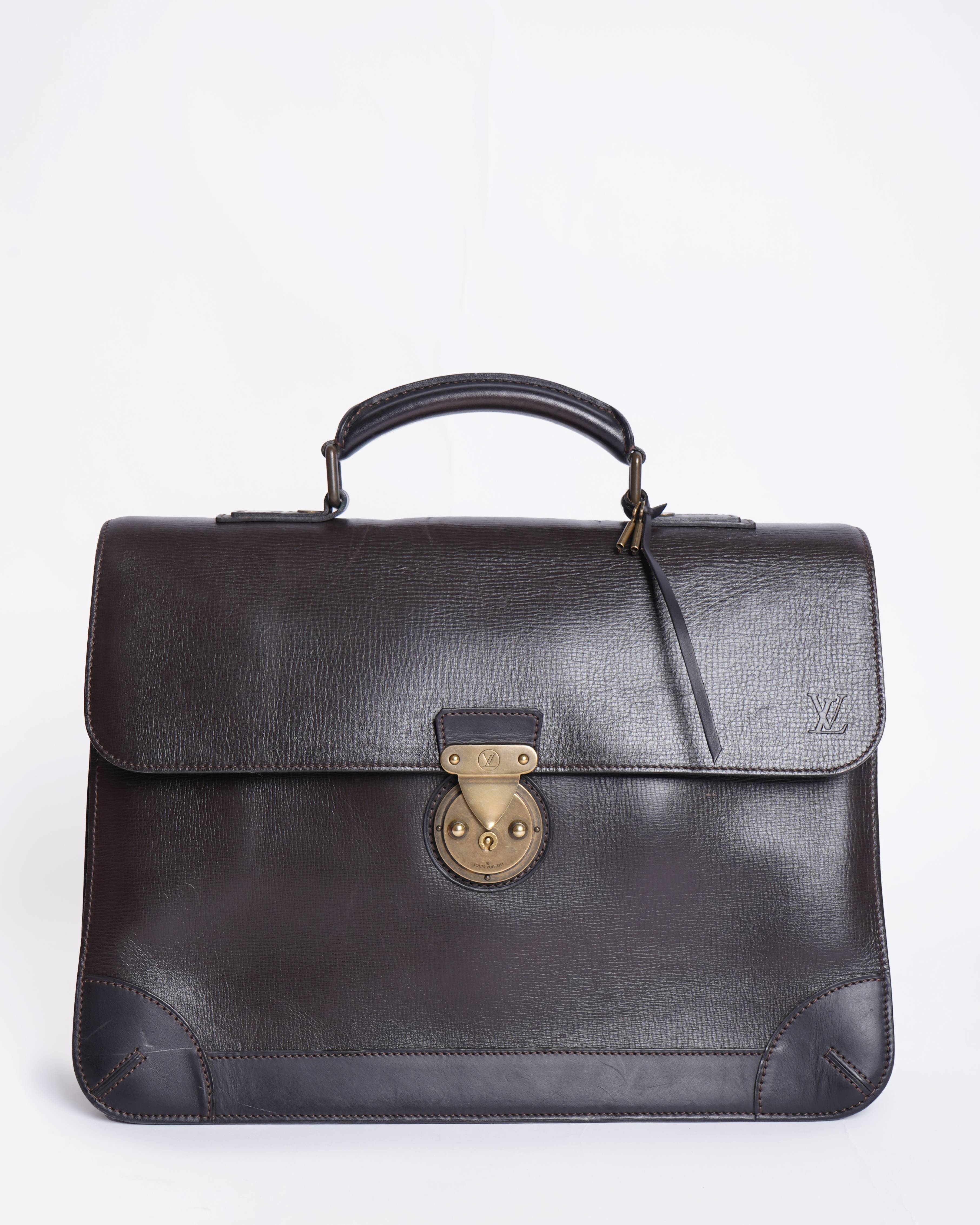 Louis Vuitton Men's Briefcase With Brass Hardware Detailing