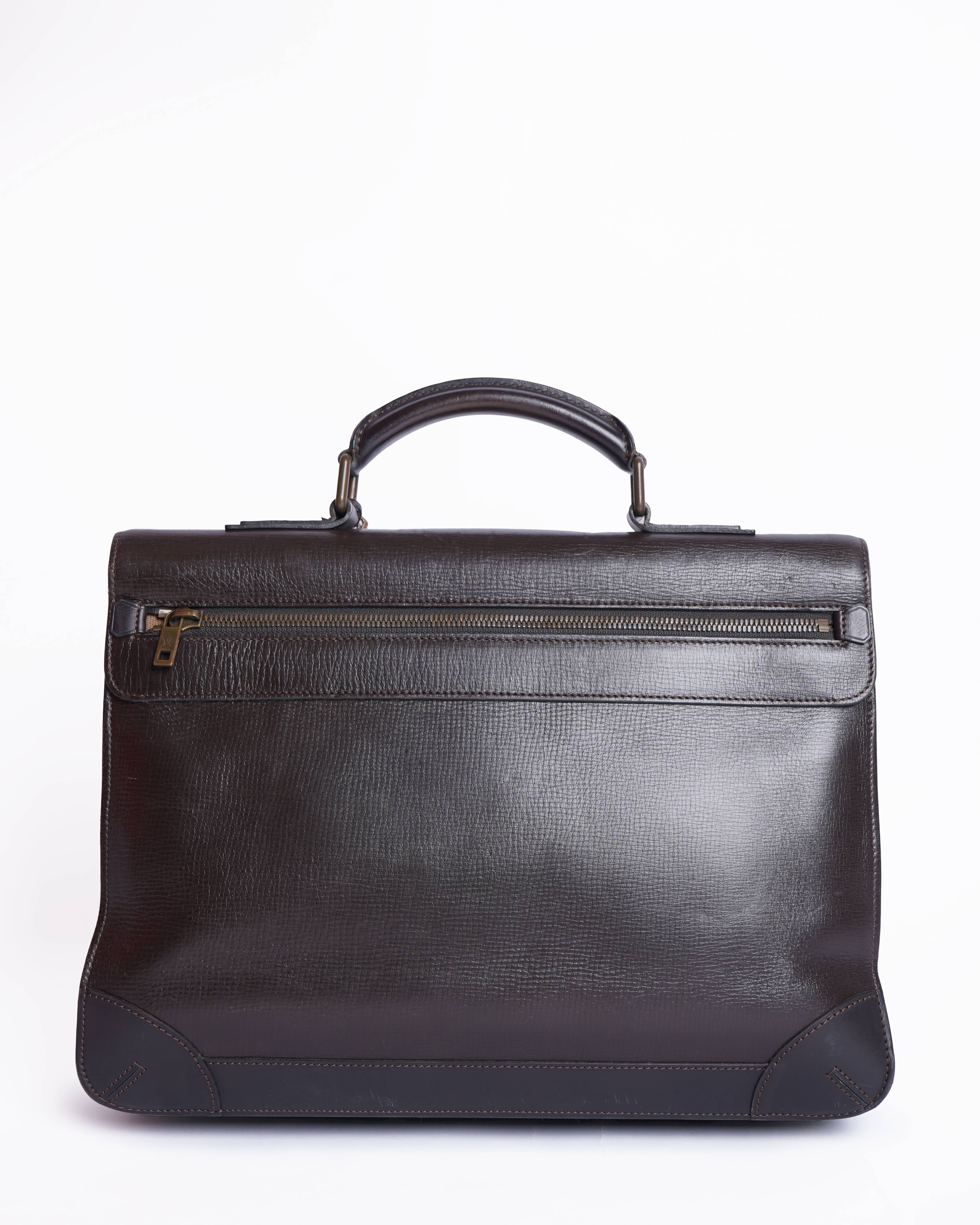 Louis Vuitton Men's Briefcase With Brass Hardware Detailing