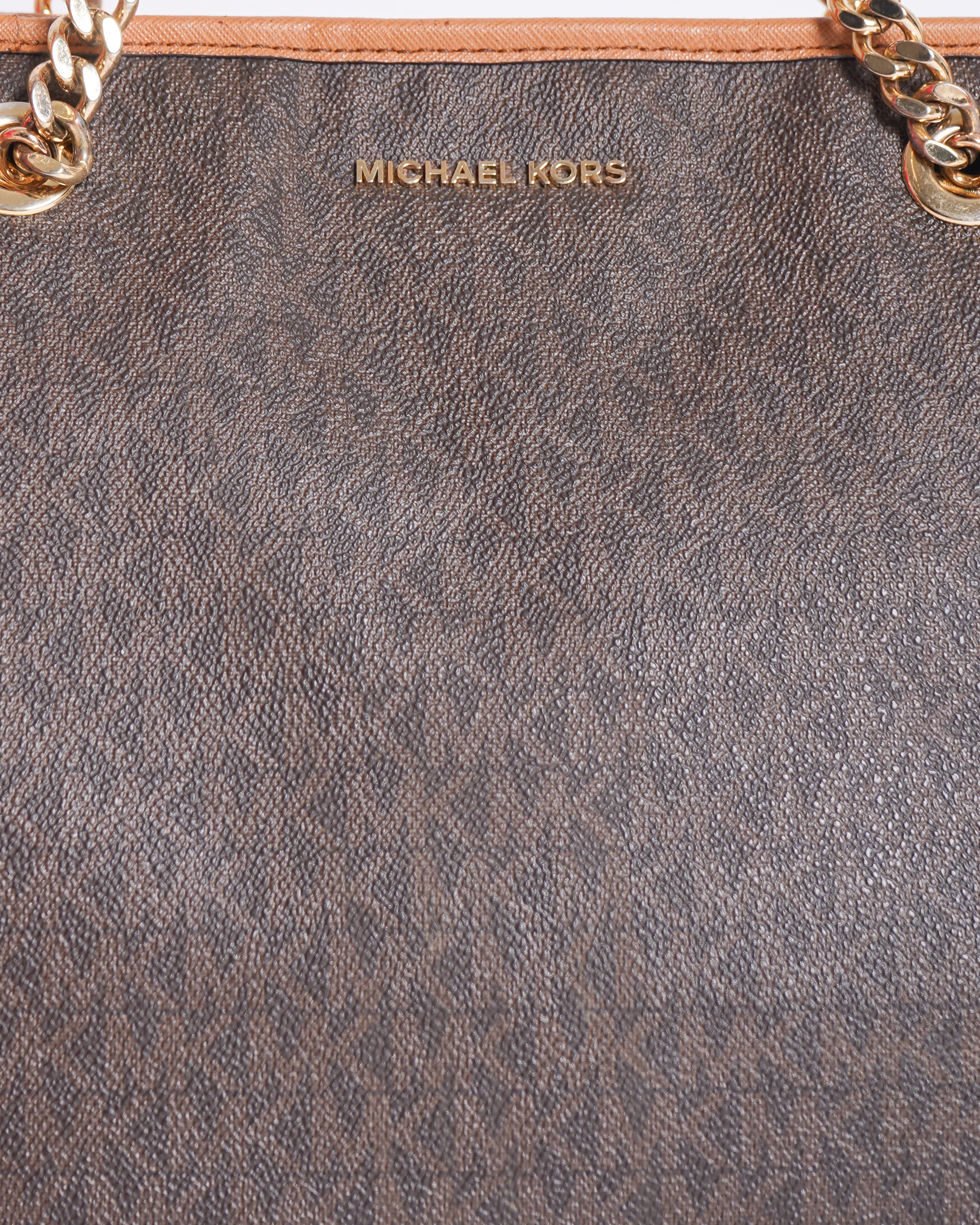 Michael Kors Monogram Tote In Brown