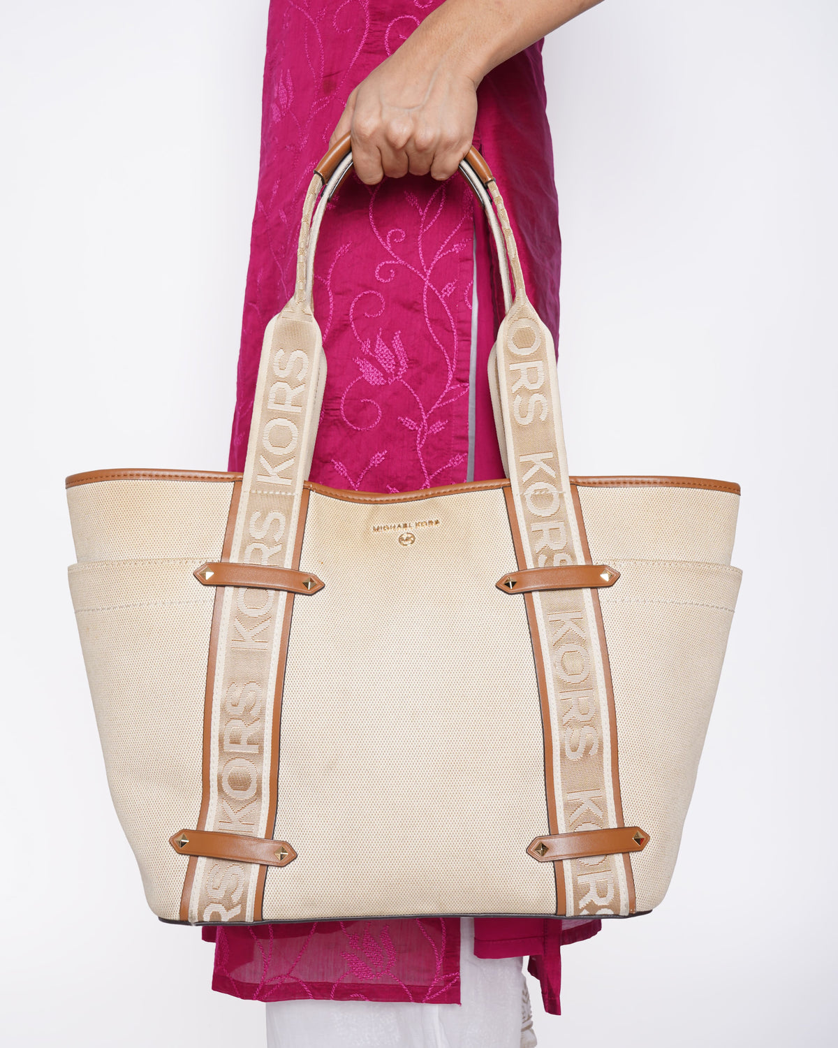 Michael Kors Maeve Tote In Beige and Brown