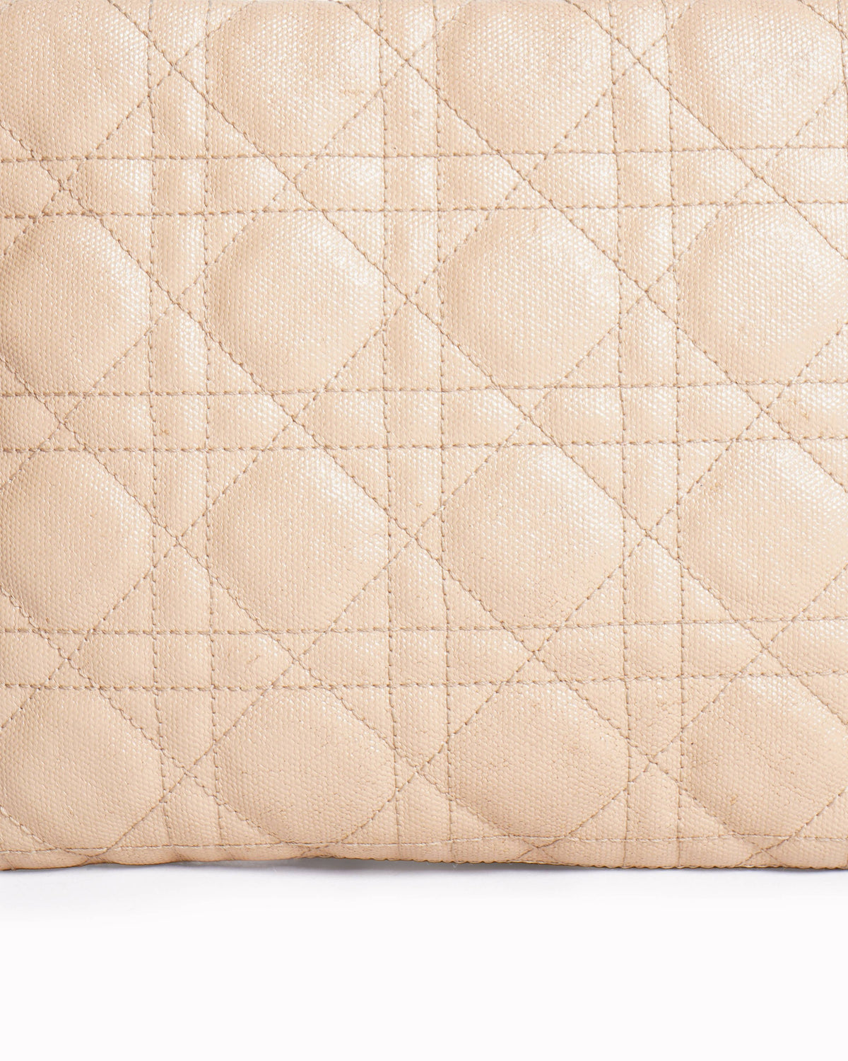 Christian Dior Beige Cannage Quilted Coated Canvas Panarea Clutch Bag